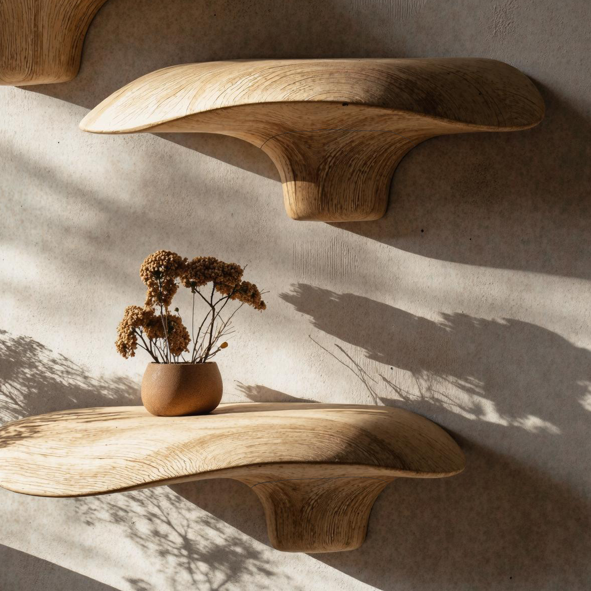 Handcrafted Wooden Mushroom Shelf For Cozy Spaces SILDTMR005