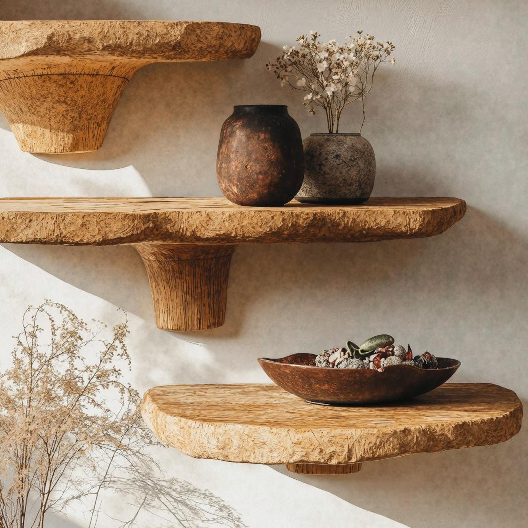 Stylish Wood Mushroom Shelf For Home Organization SILDTMR011