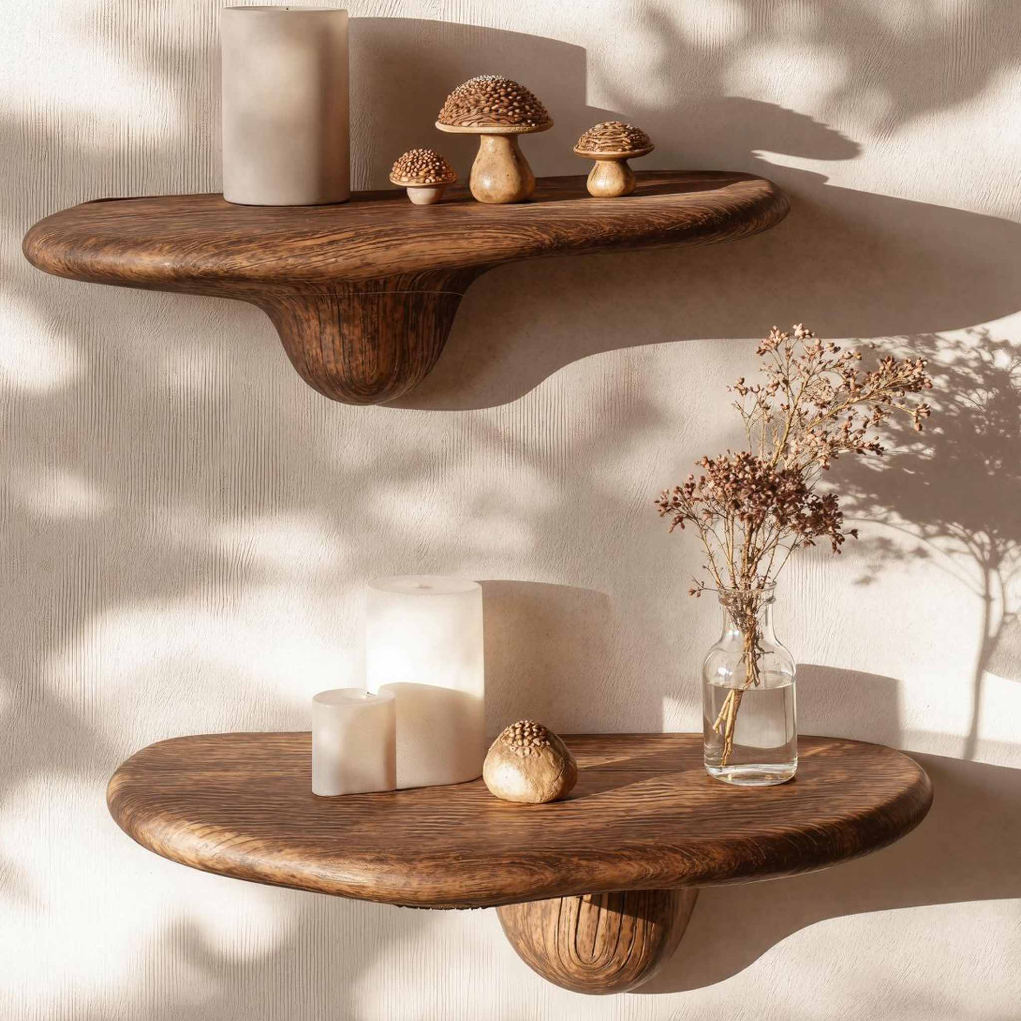 Wooden Mushroom Wall Shelf For Books And Decor SILDTMR008