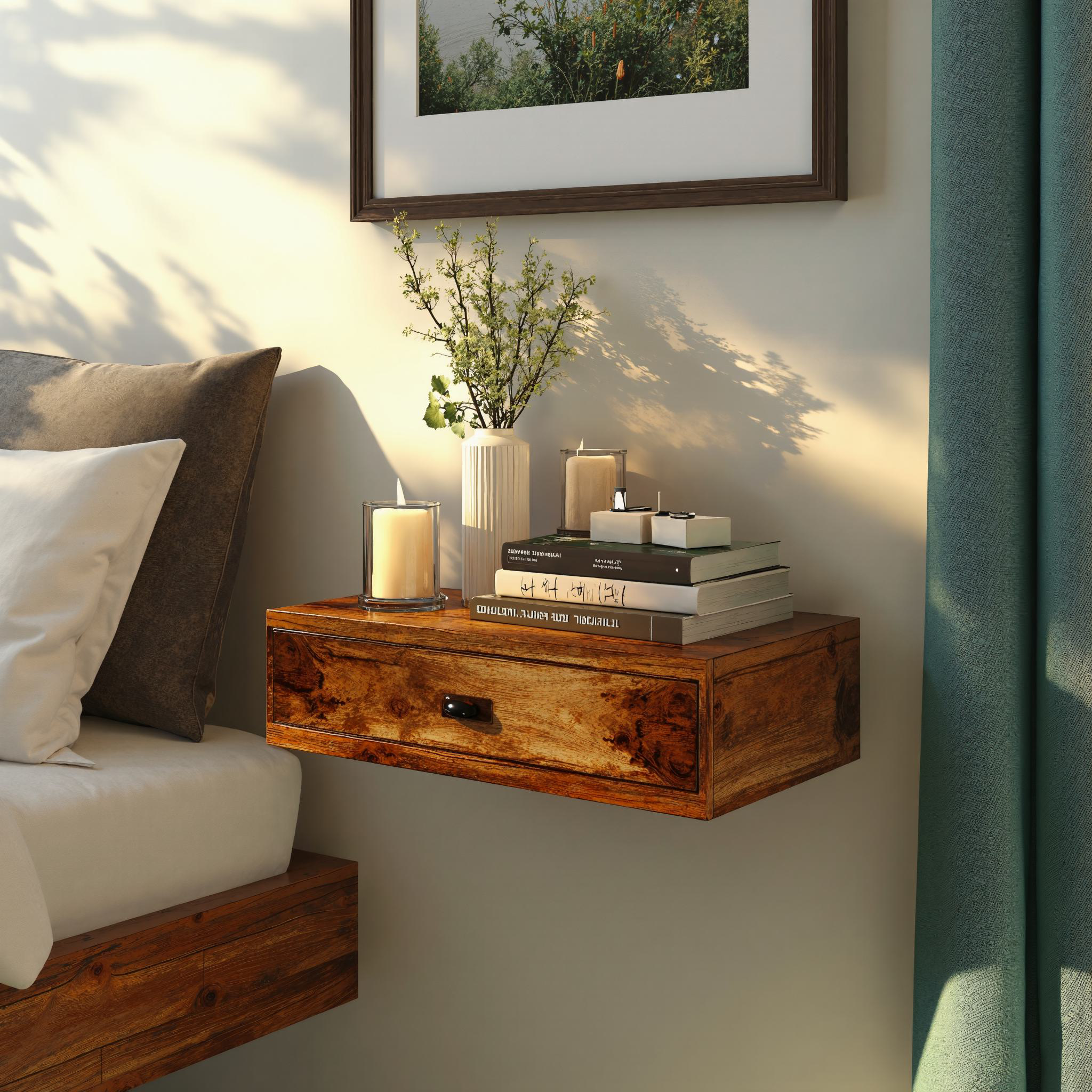 Wood Floating Nightstand Bedside Shelf SILDTNS007