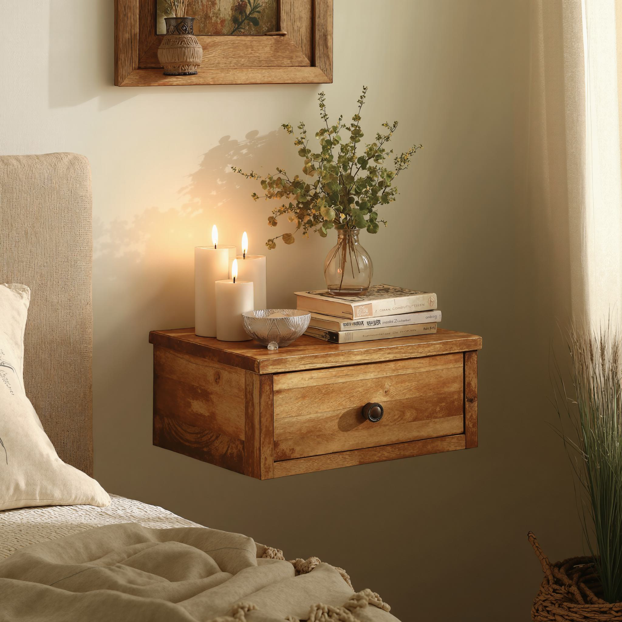 Handcrafted Floating Nightstand With Drawer SILDTNS015