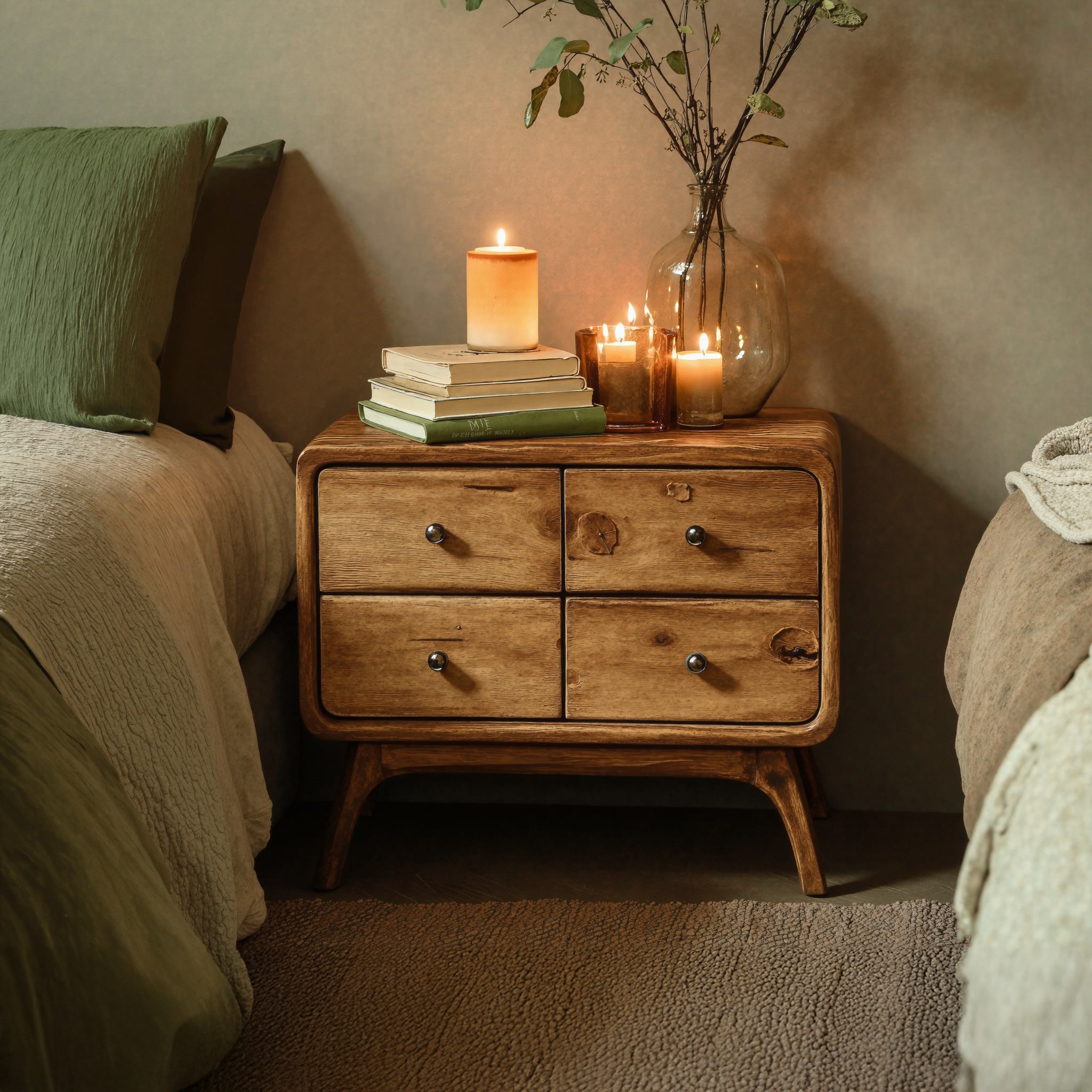 Rustic Standing Bedside Table With 4 Drawers SILDTNS008