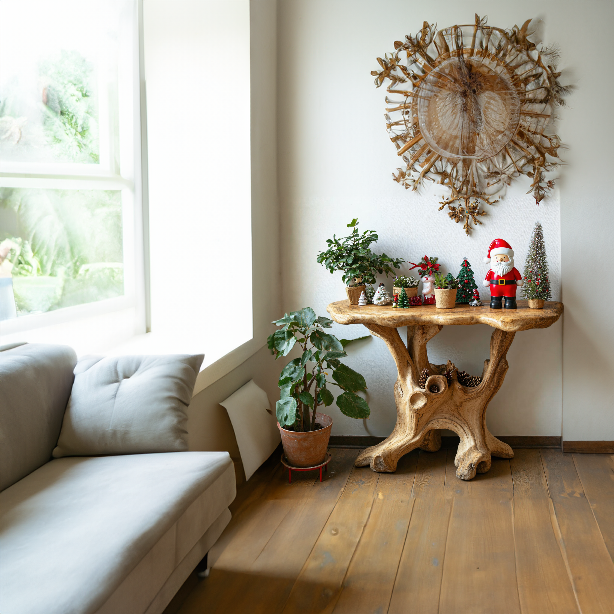 Rustic Wood End Table Small Side Table Christmas Decor SILDTENC007