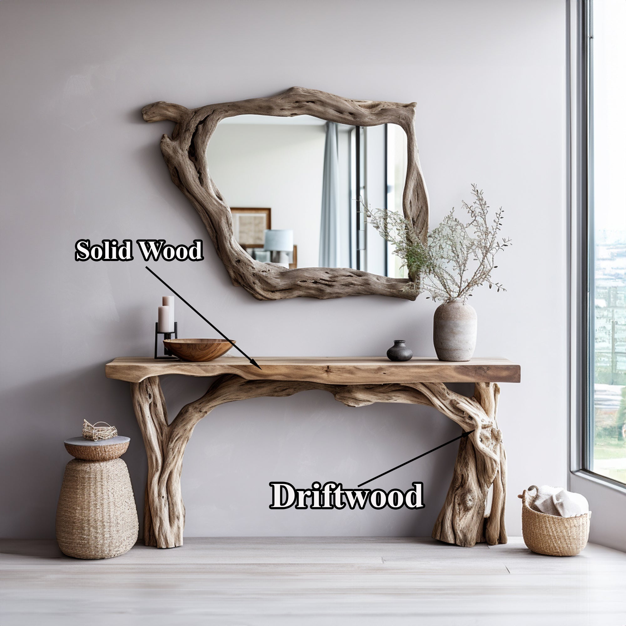 Floating Live Edge Console Table Handcraft CT11