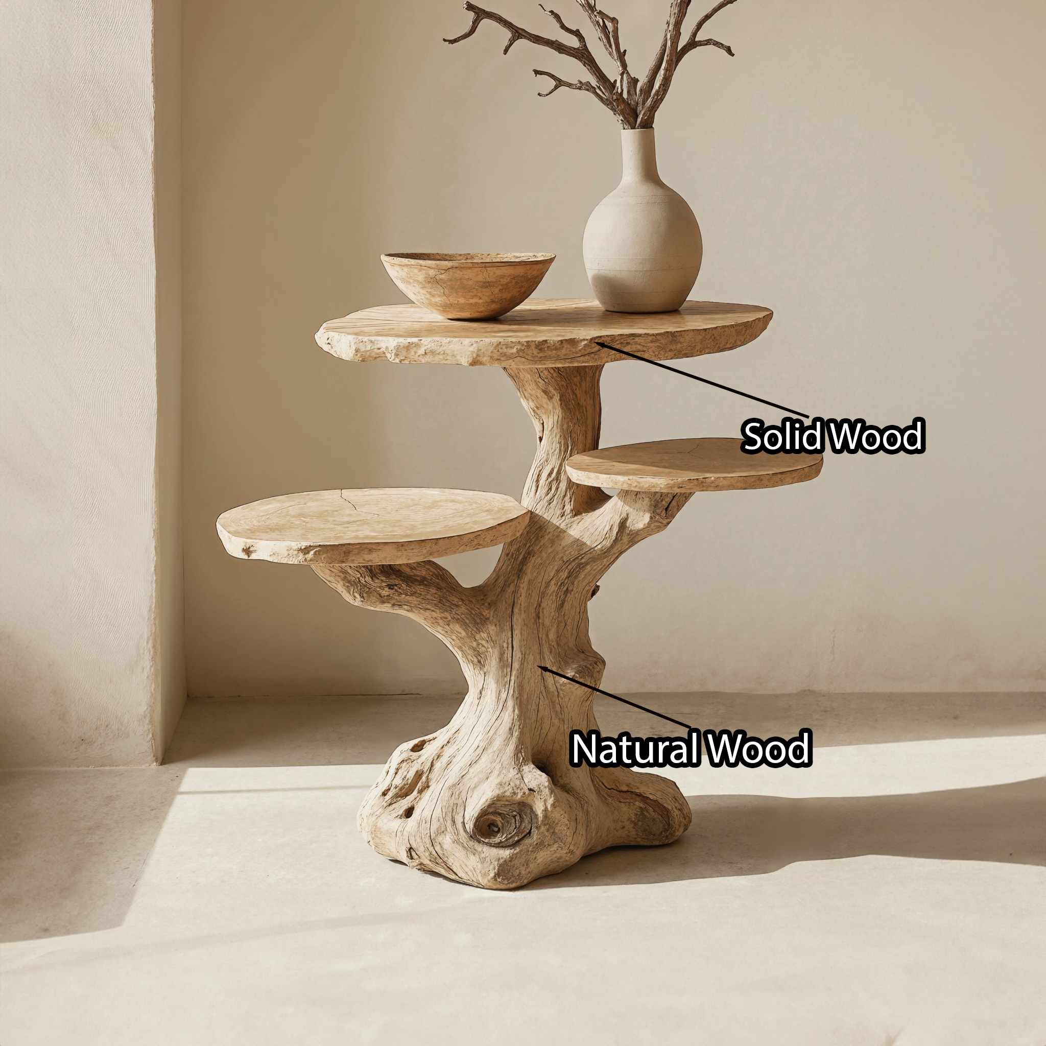 Handcrafted Multi-Tier End Table Solid Wood End Table SILDTEN034