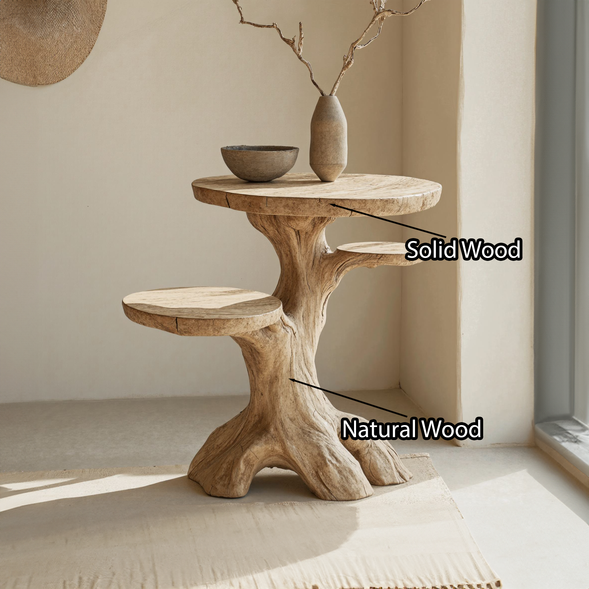 Solid Wood Multi-Tier End Table Handcrafted End Table SILDTEN044