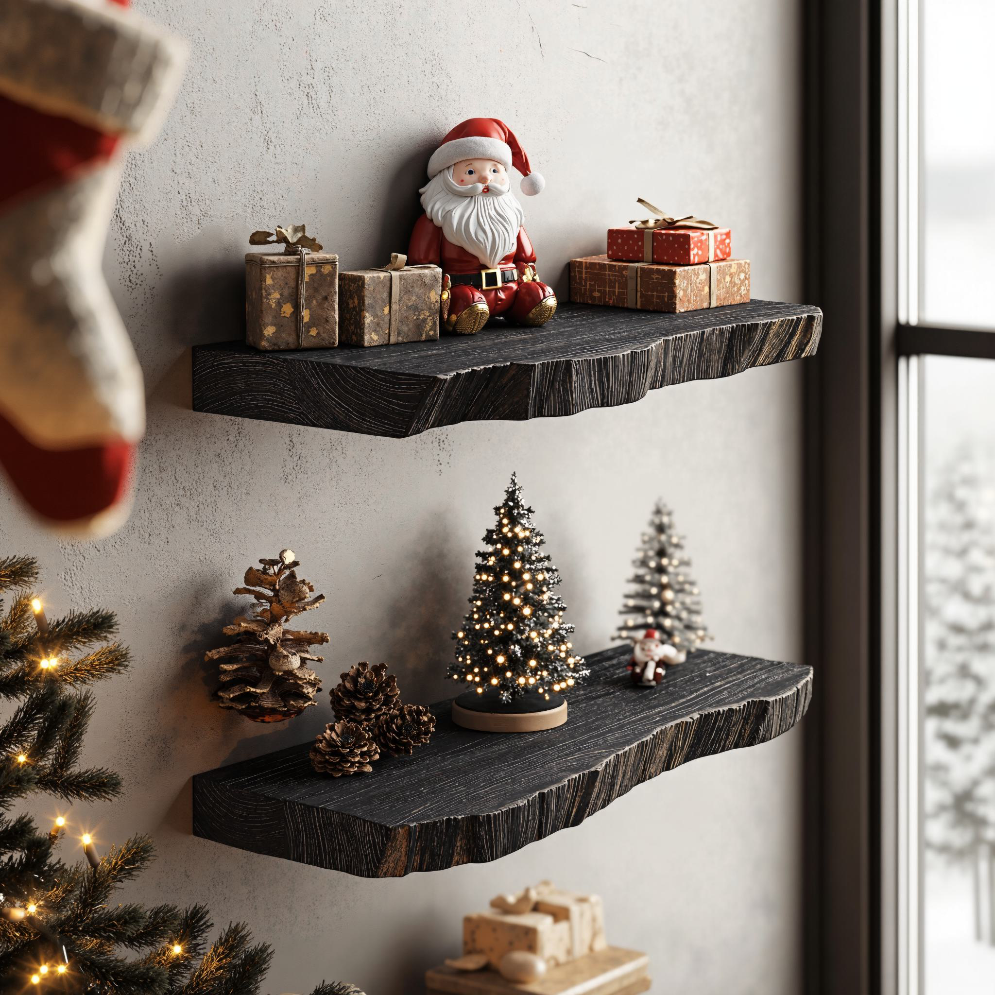 Black Floating Shelf Wall Shelves Xmas Decor SILDTFL068