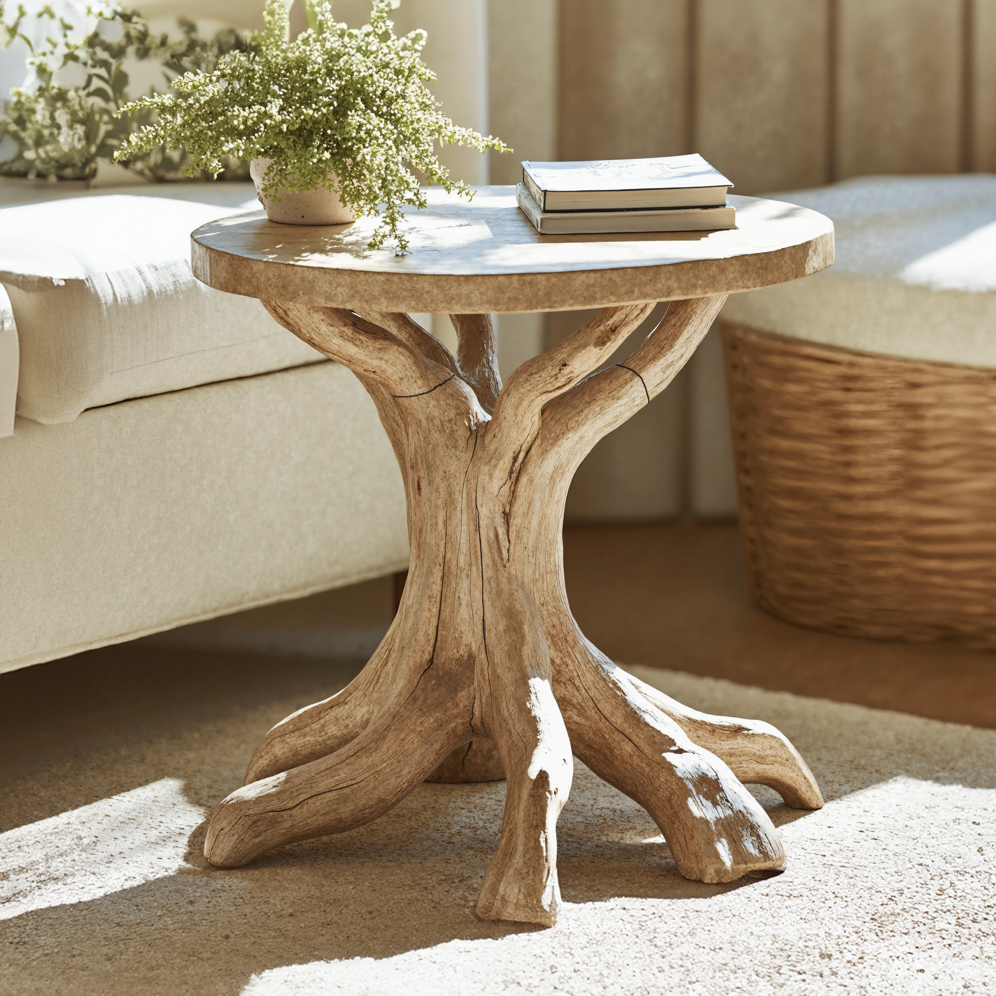 Rustic Round End Table Handmade End Table SILDTEN009