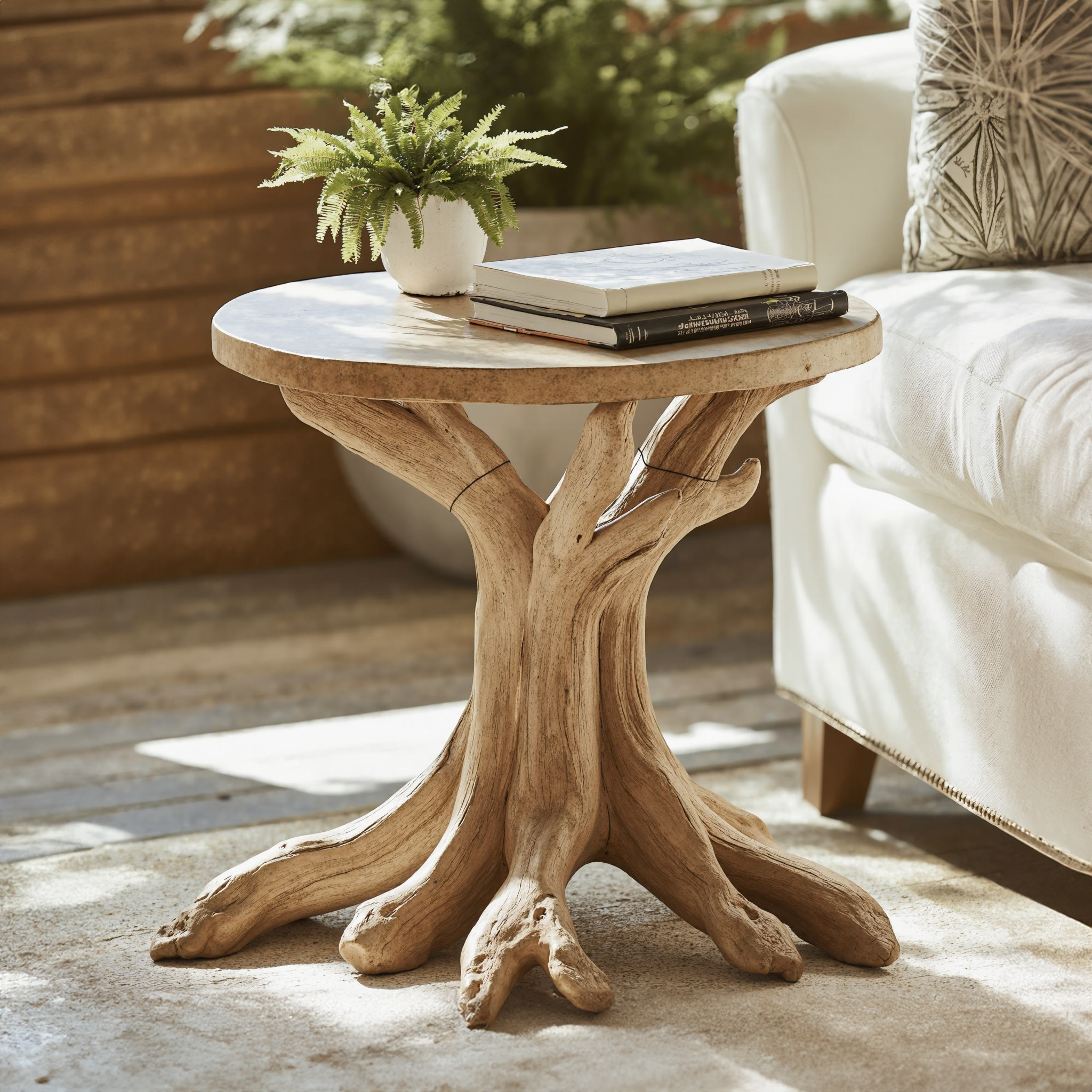 Rustic Round End Table Handmade Table SILDTEN008