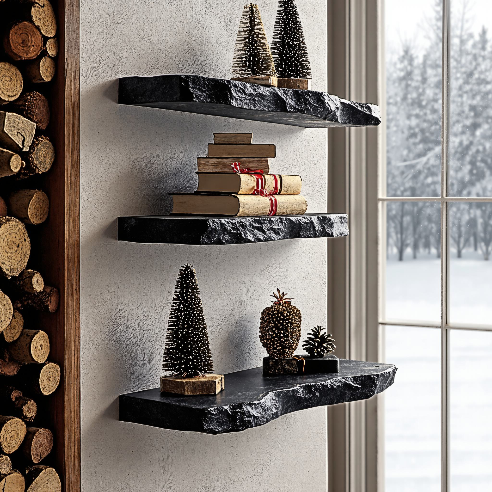 Floating Shelves Live Edge Shelves Christmas Decor SILDTFL085