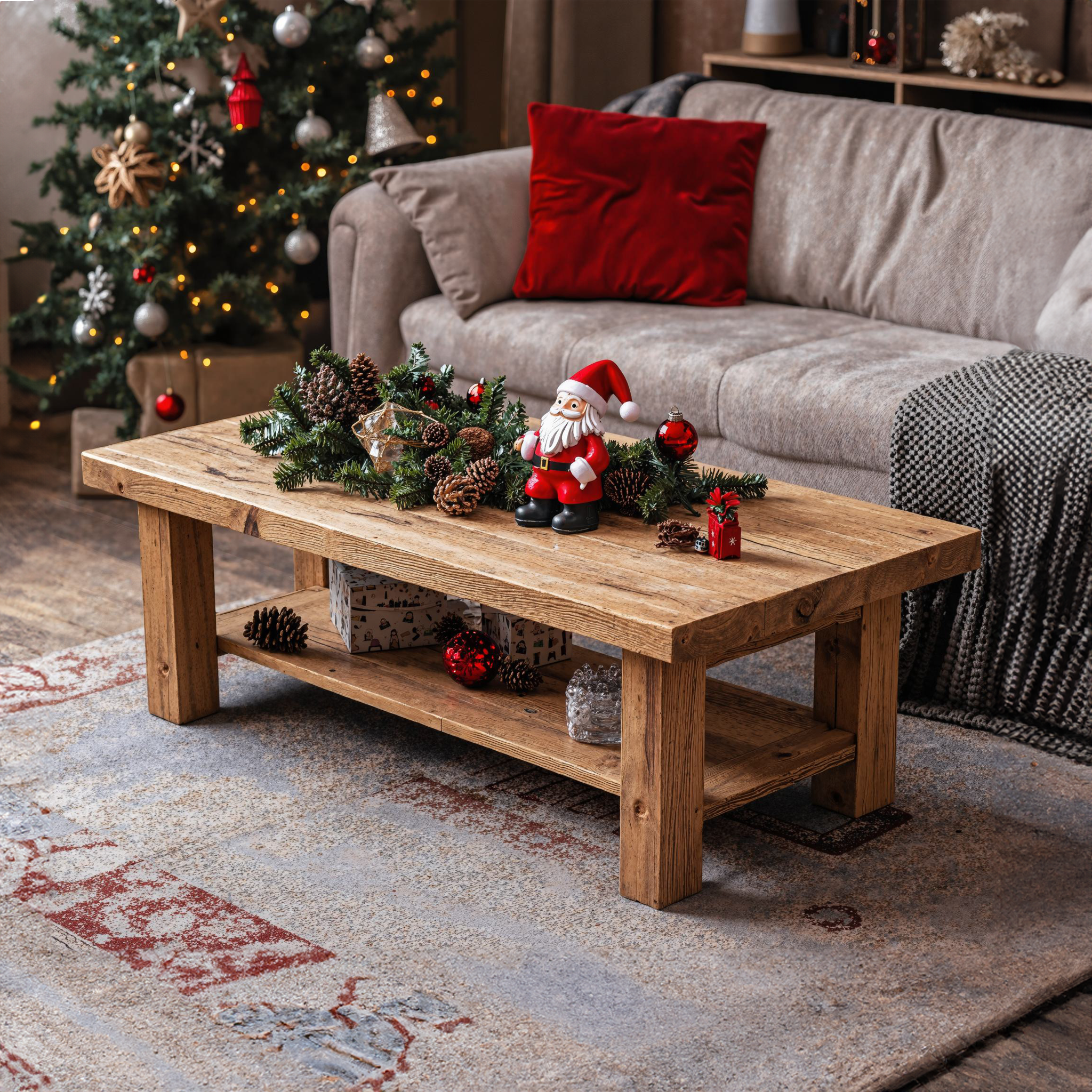 Natural Wood Coffee Table Farmhouse Decor SILDTCF016