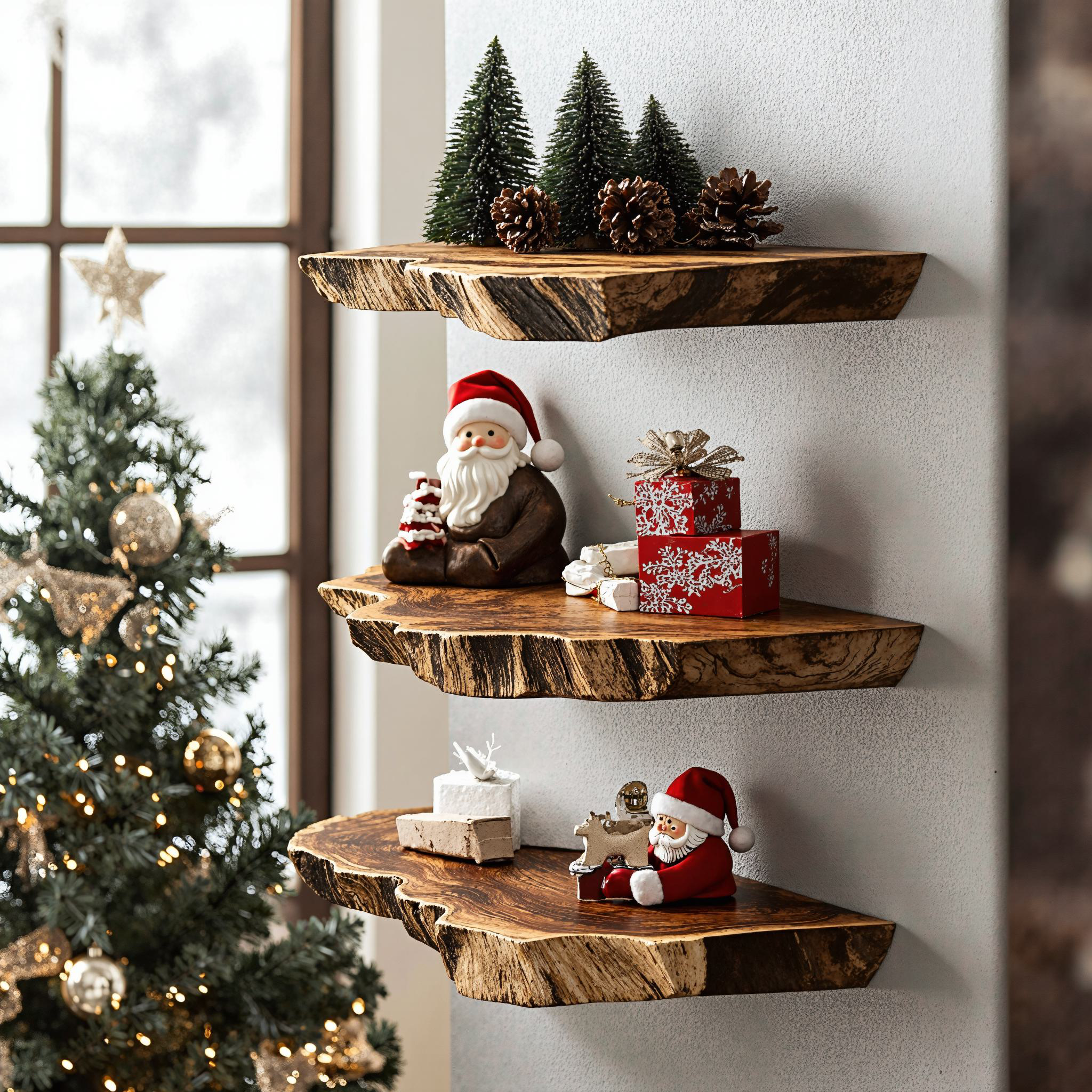 Floating Shelf Wooden Shelves Unique Xmas Decor SILDTFL073