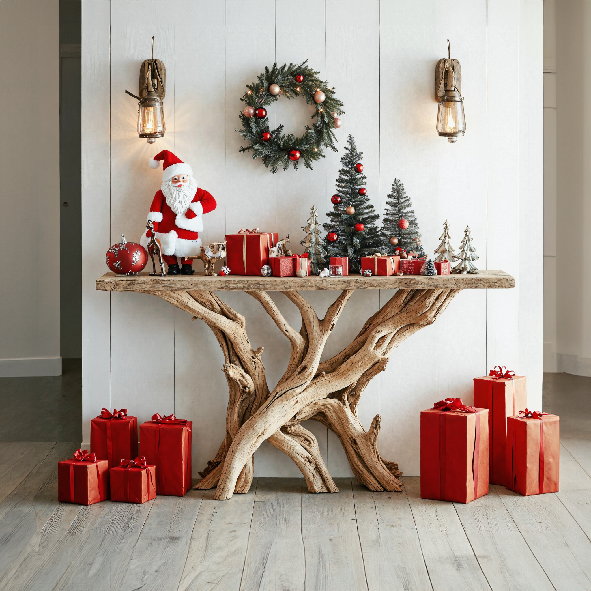 Rustic Christmas Console Table Farmhouse SILDTCSC002