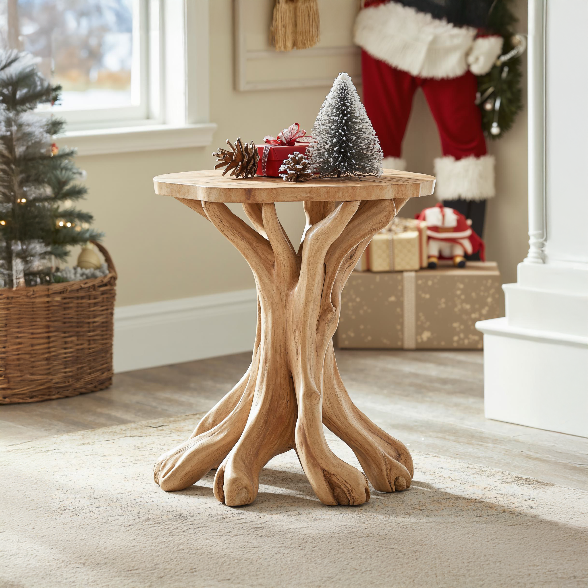 Live Edge Christmas End Table Farmhouse Decor SILDTENC025