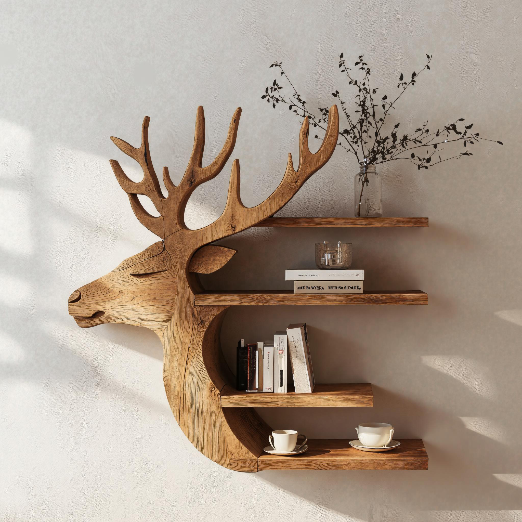 Handcrafted Deer Wall Shelf For Boho Or Rustic Style Homes SILDTDE017