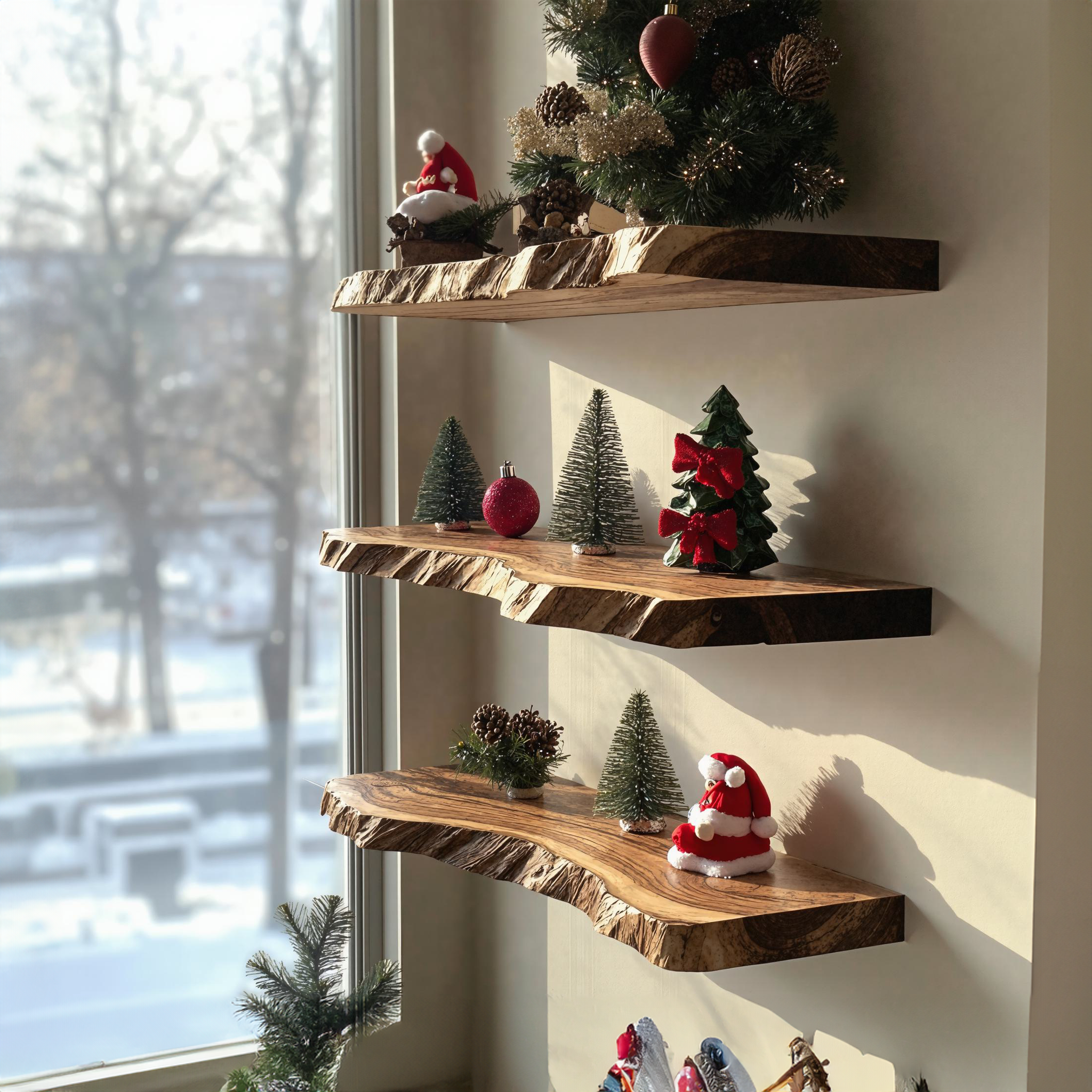 Floating Xmas Floating Shelves Wooden Shelf SILDTFL082