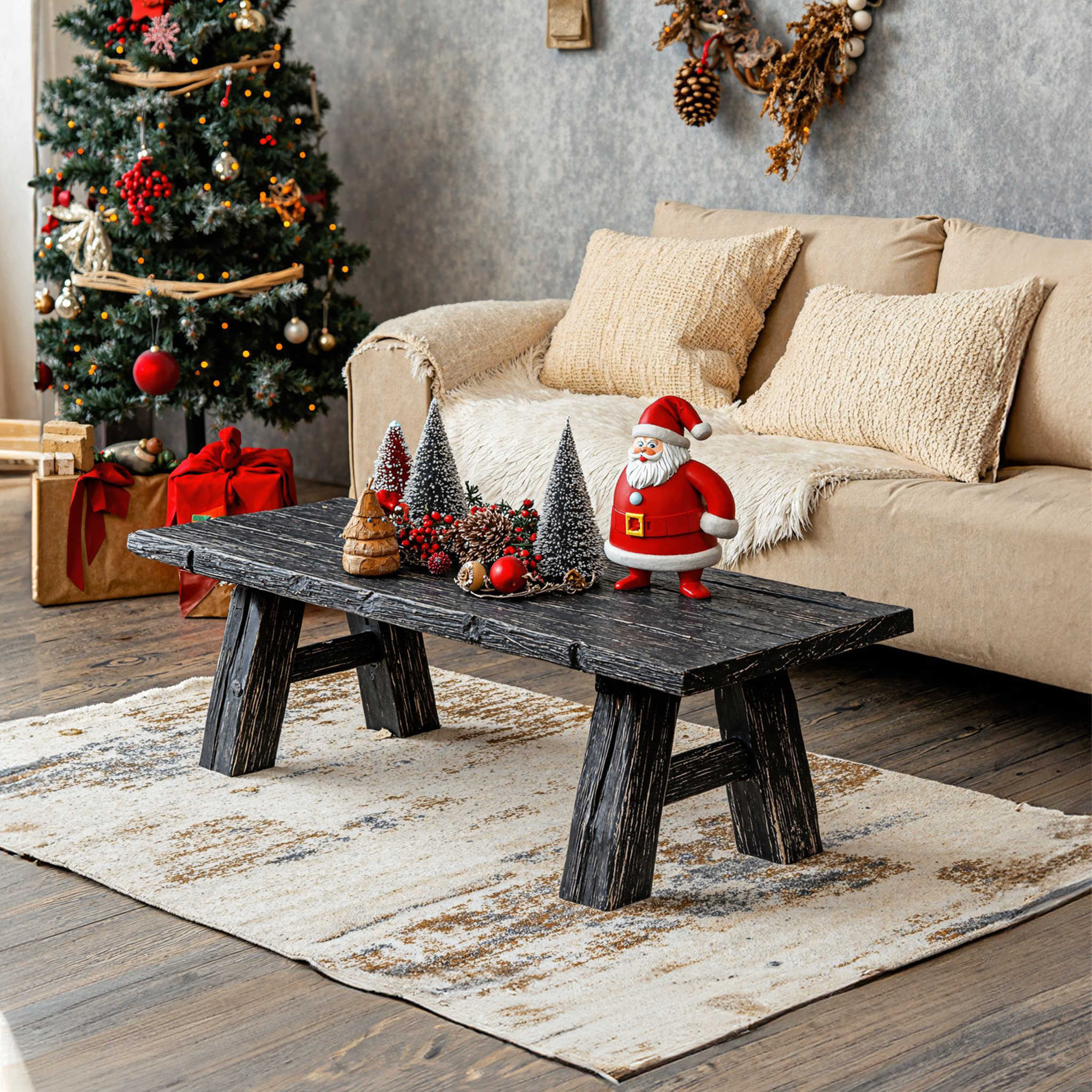 Farmhouse Rustic Coffee Table Xmas Decor SILDTCFC006