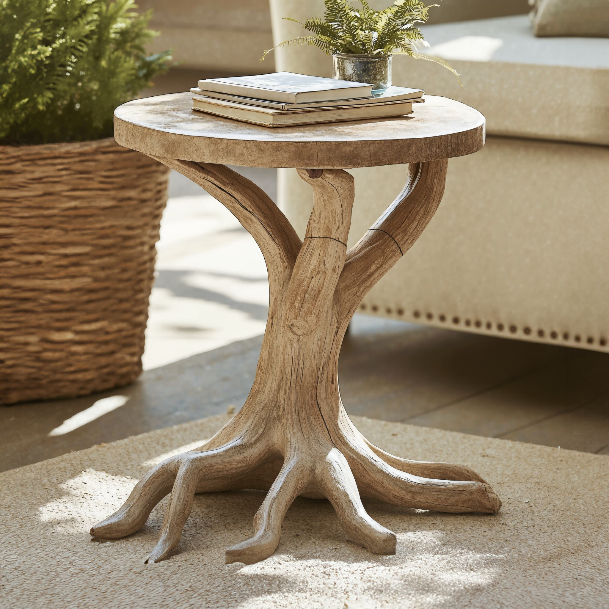 Farmhouse Round End Table Solid Wood End Table SILDTEN010