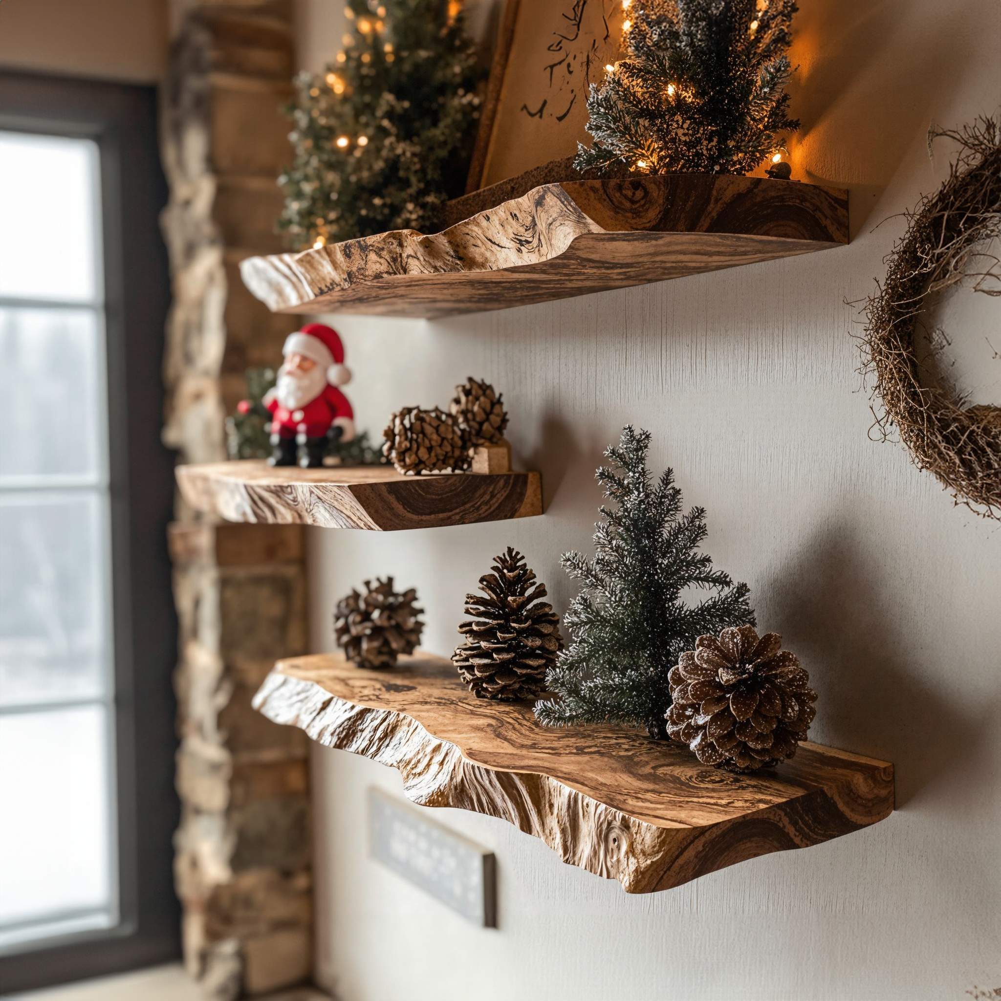 Floating Wooden Xmas Floating Shelves Wall Shelf SILDTFL081