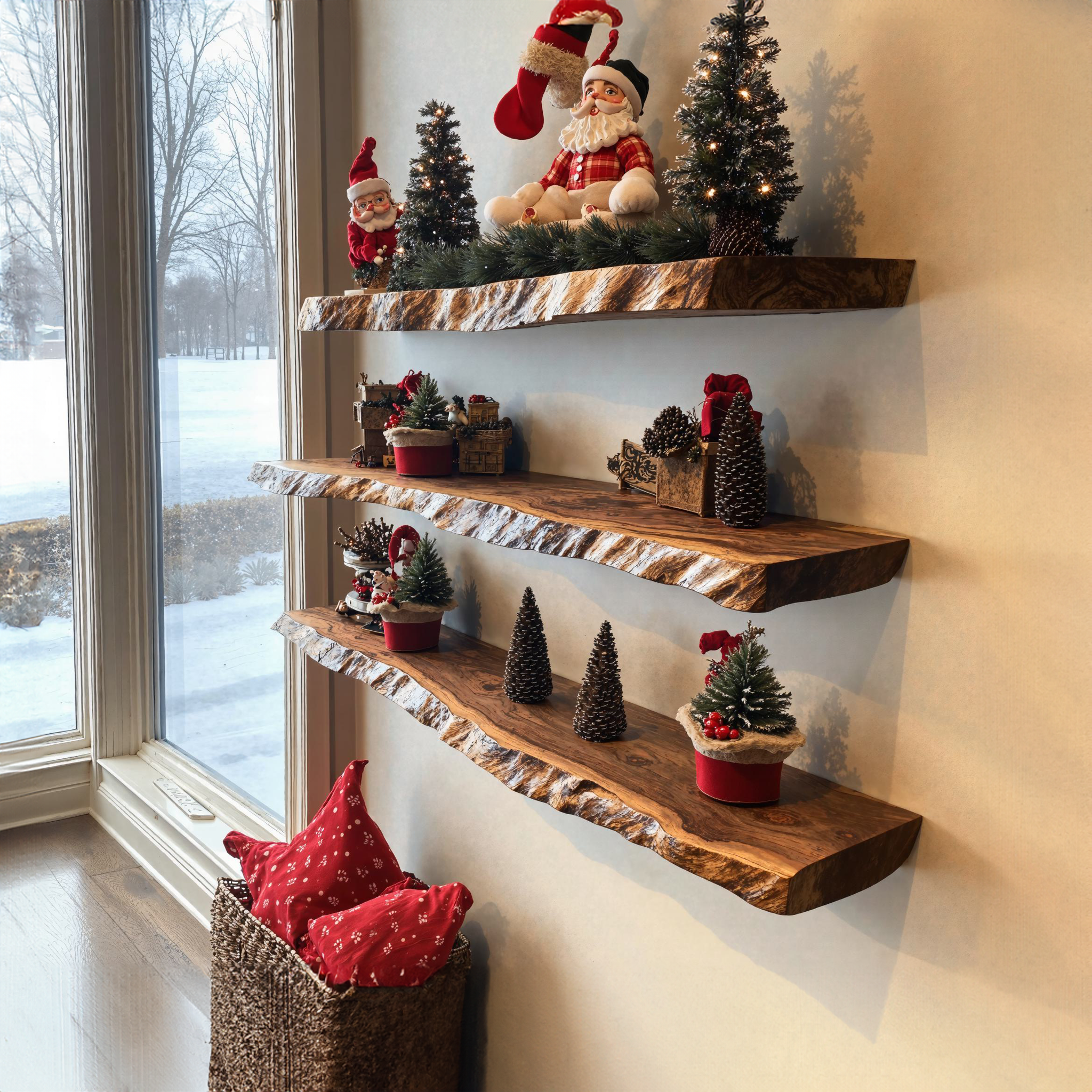 Wooden Xmas Floating Shelves Wall Shelves SILDTFL080