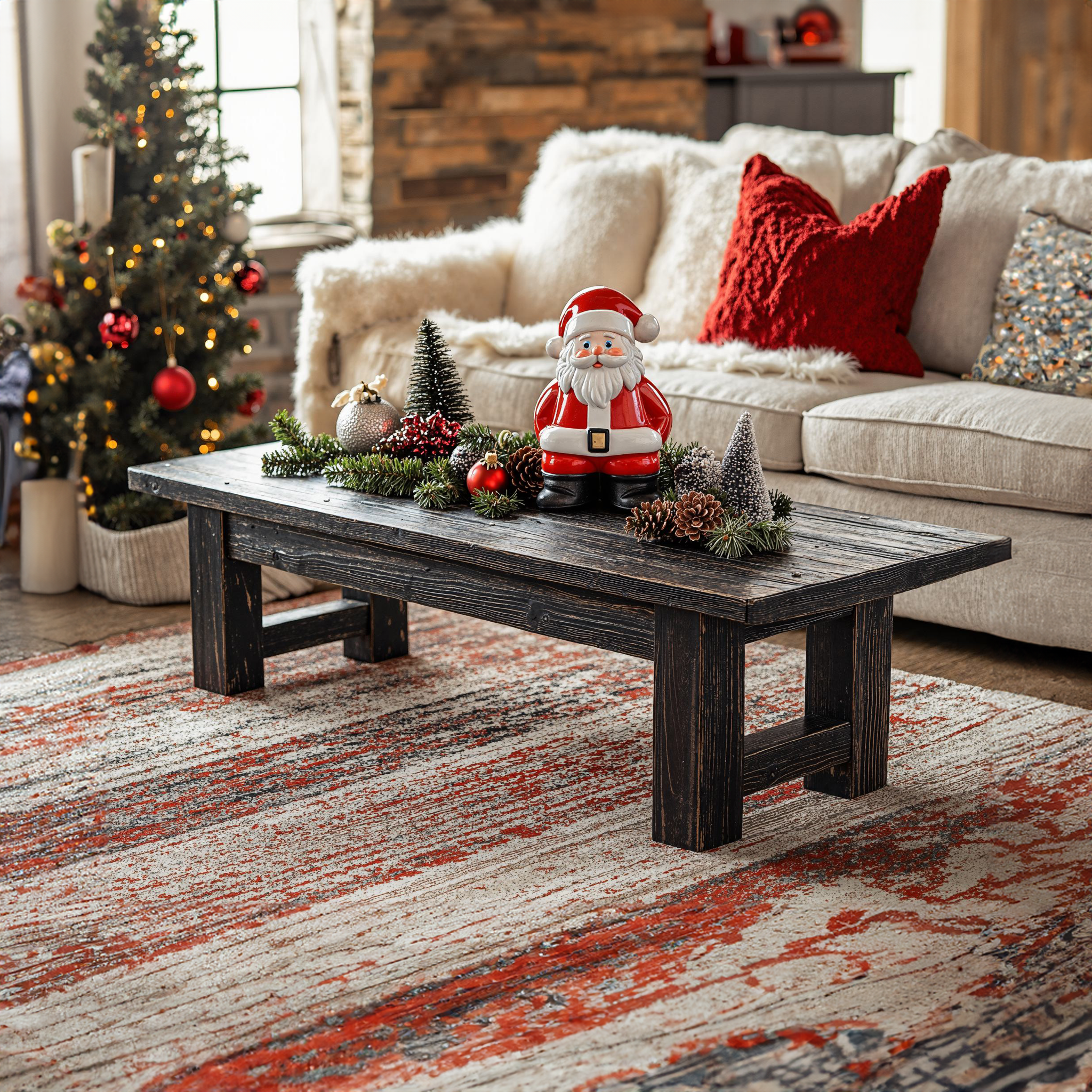 Handcrafted Wood Coffee Table Xmas Decor SILDTCFC008