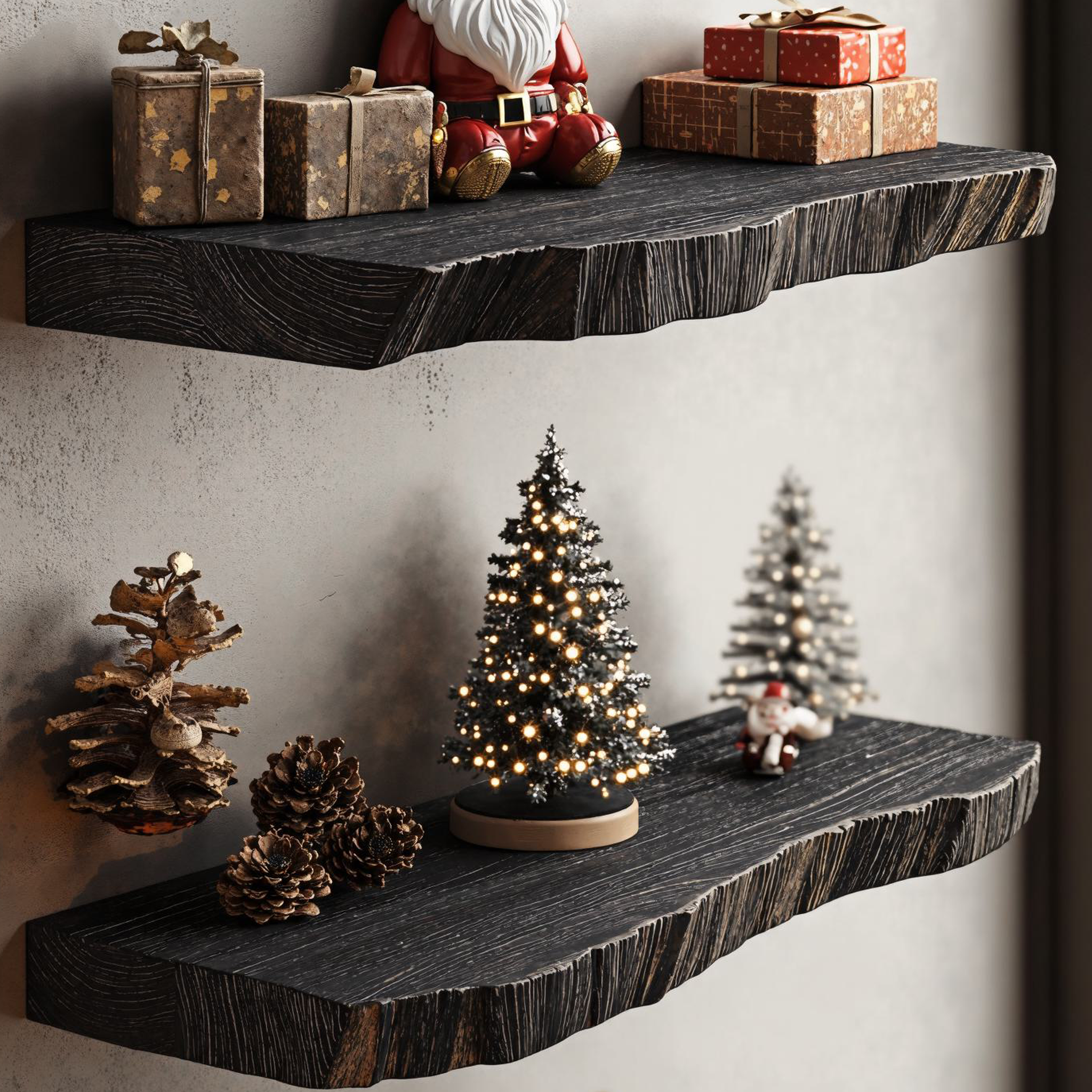 Black Floating Shelf Wall Shelves Xmas Decor SILDTFL068