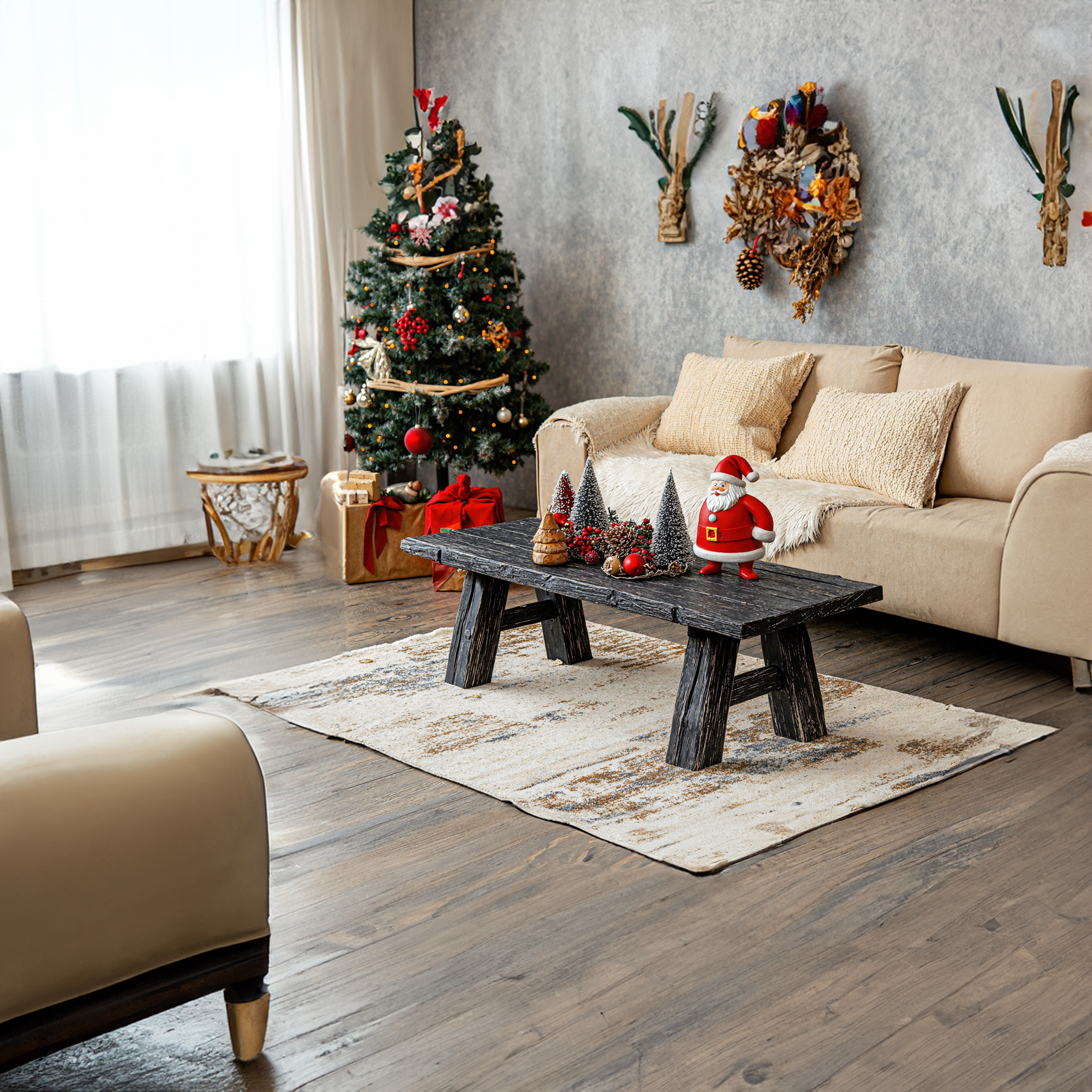 Farmhouse Rustic Coffee Table Xmas Decor SILDTCFC006