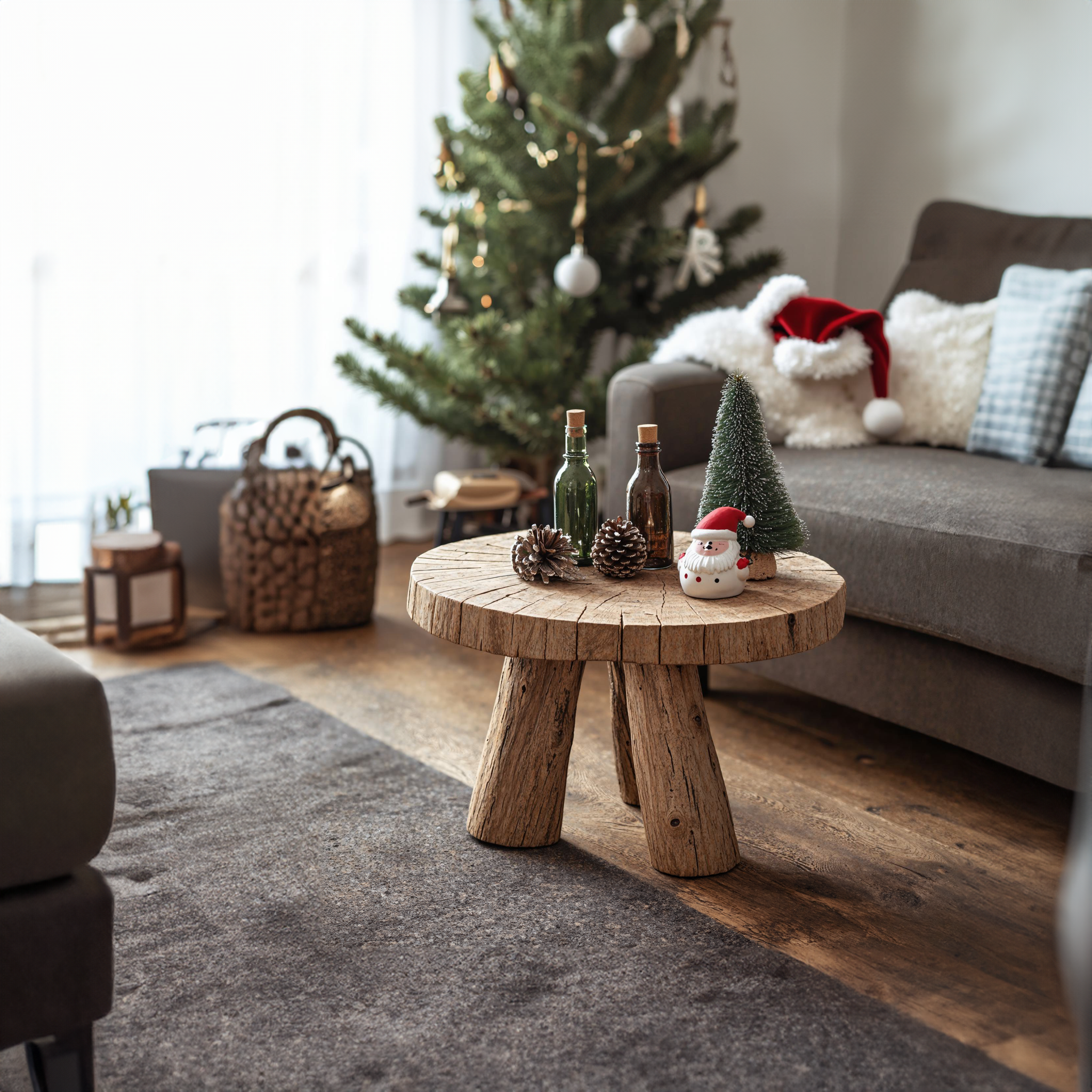 Wood Coffee Table Live Edge Xmas Decor SILDTCFC024