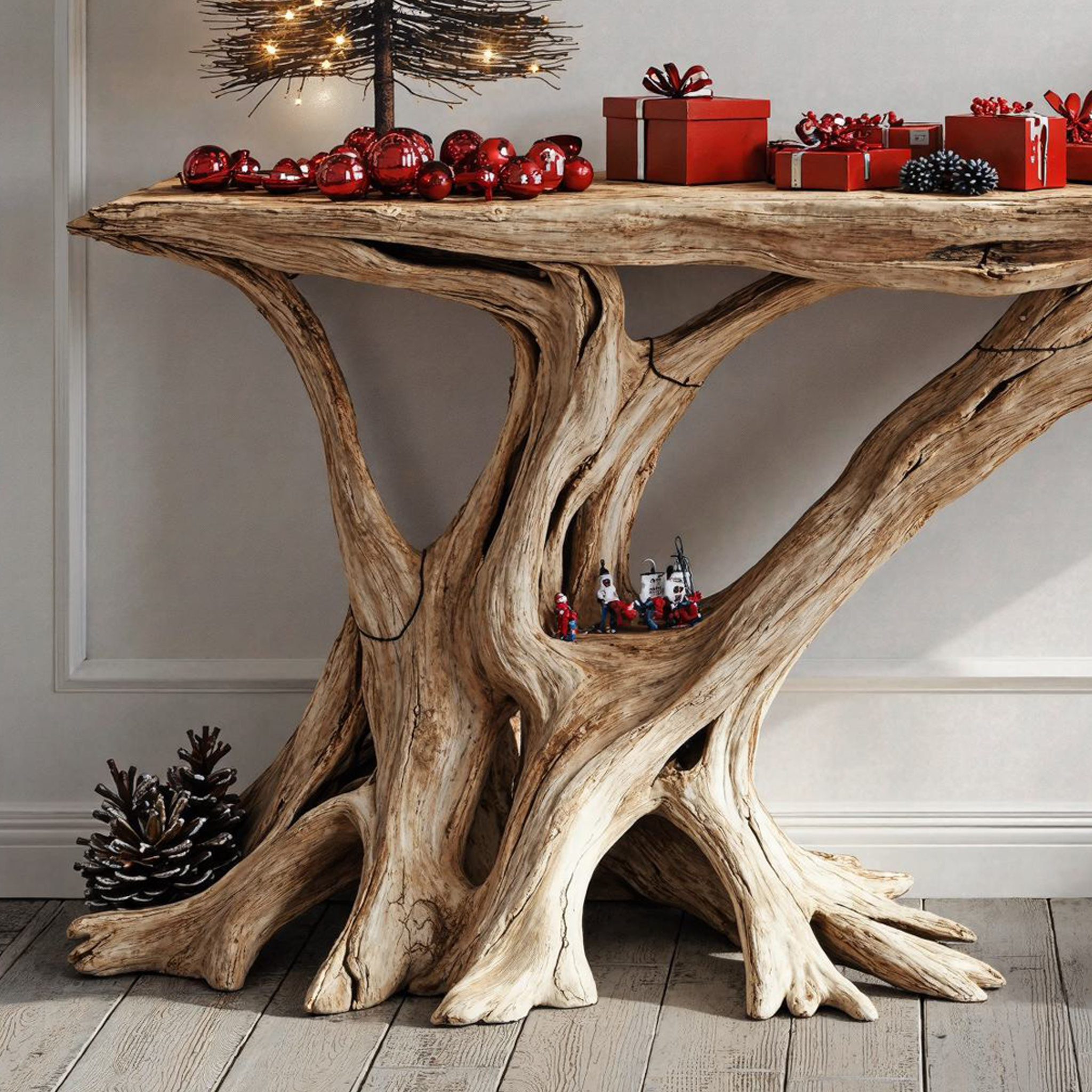 Rustic Christmas Console Table Modern SILDTCSC003