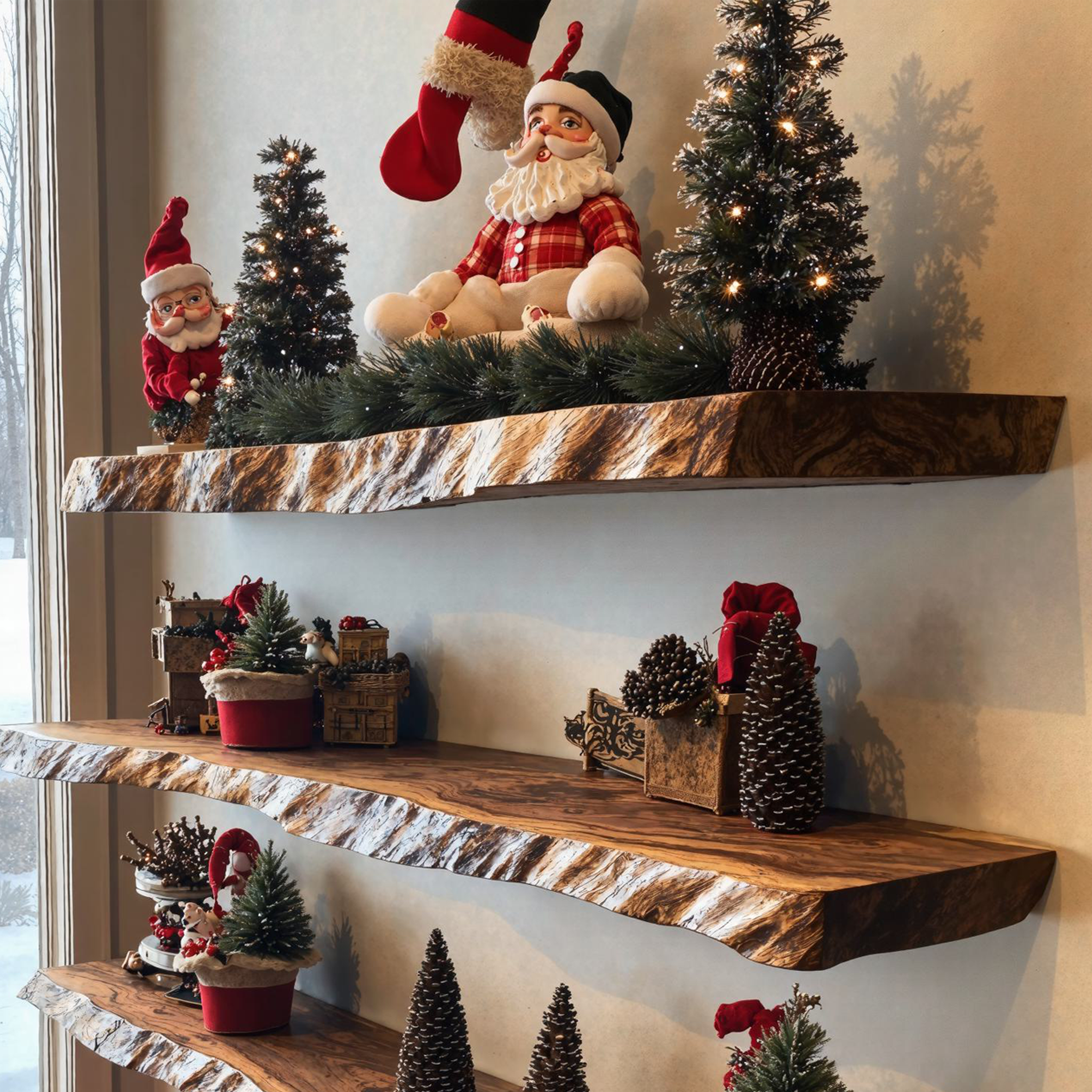 Wooden Xmas Floating Shelves Wall Shelves SILDTFL080