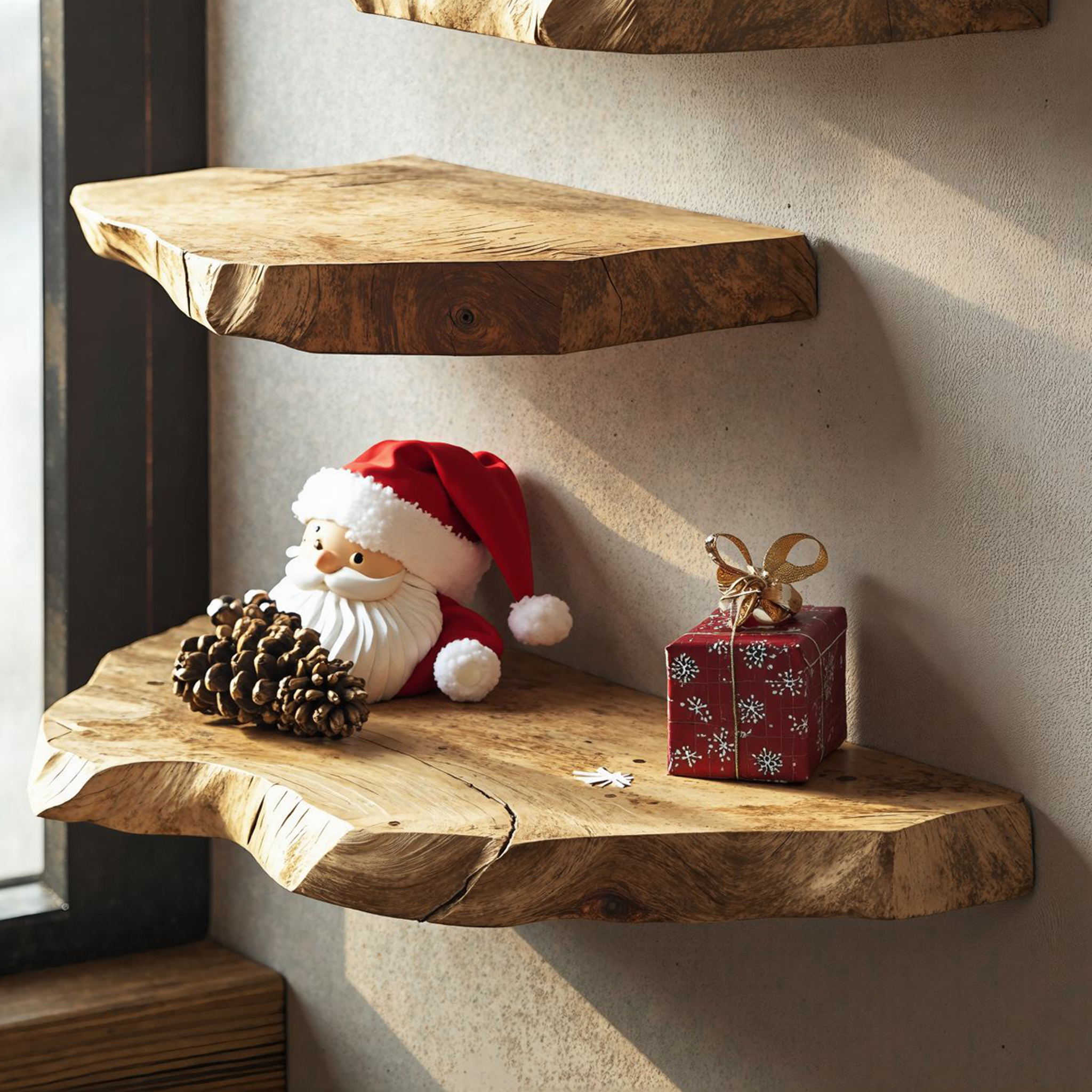 Handcrafted Floating Wooden Shelves Xmas Decor SILDTFL062