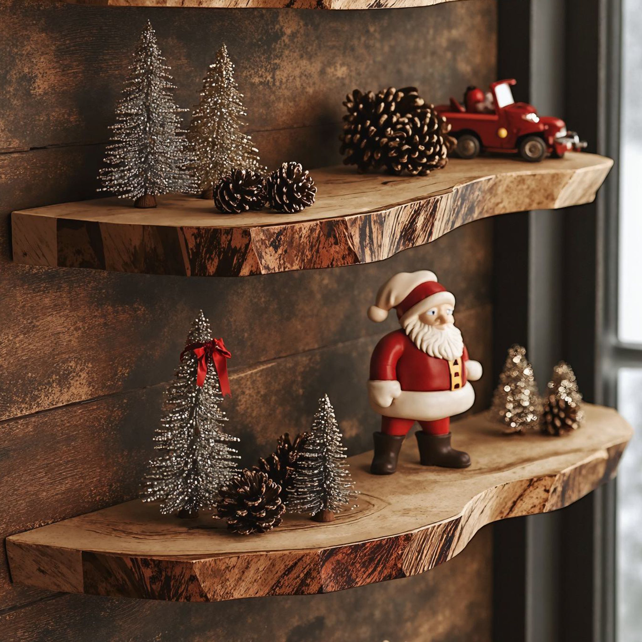 Handcrafted Wooden Wall Shelves Xmas Decor SILDTFL064