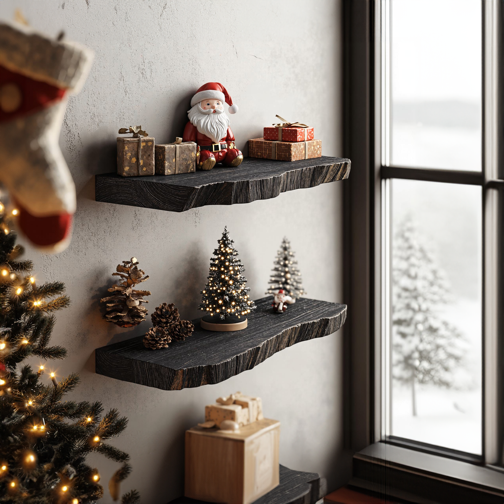 Black Floating Shelf Wall Shelves Xmas Decor SILDTFL068