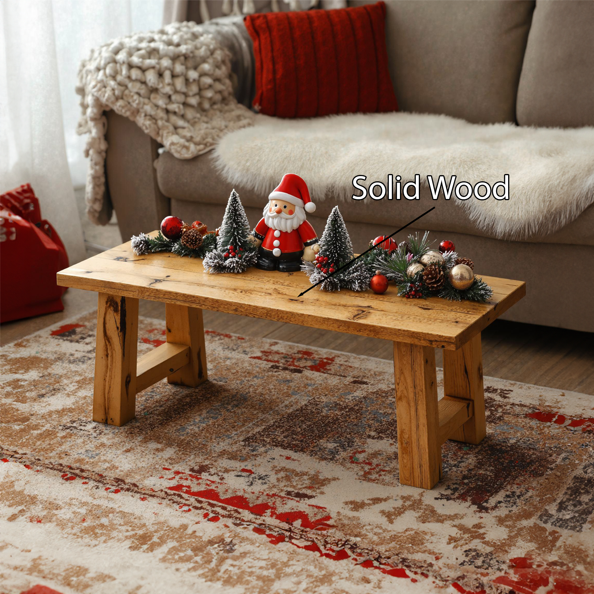 Rustic Wood Coffee Table Christmas Decor SILDTCF020