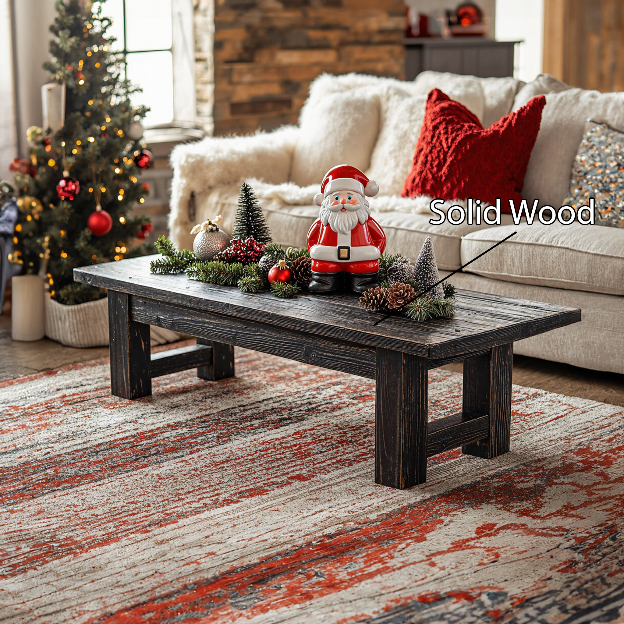 Handcrafted Wood Coffee Table Xmas Decor SILDTCFC008