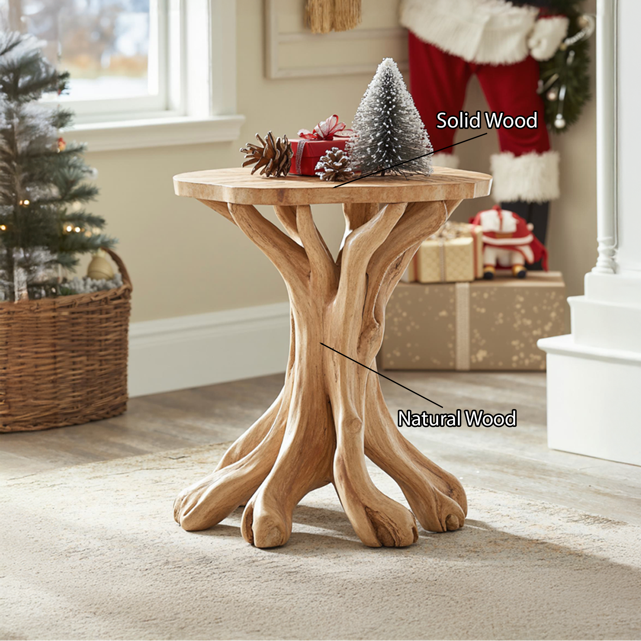 Live Edge Christmas End Table Farmhouse Decor SILDTENC025