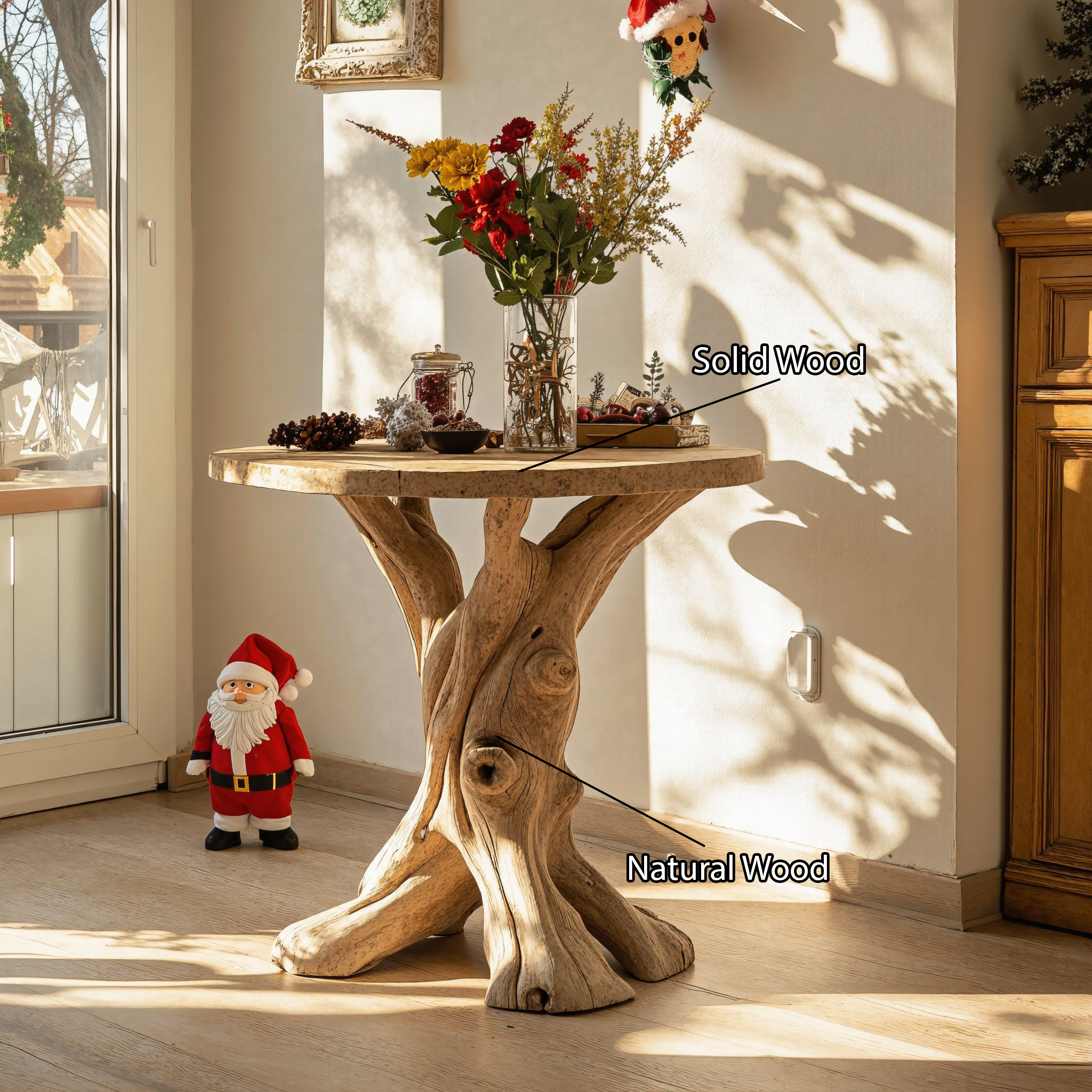 Rustic Wood Live Edge End Table Christmas Decor SILDTENC033