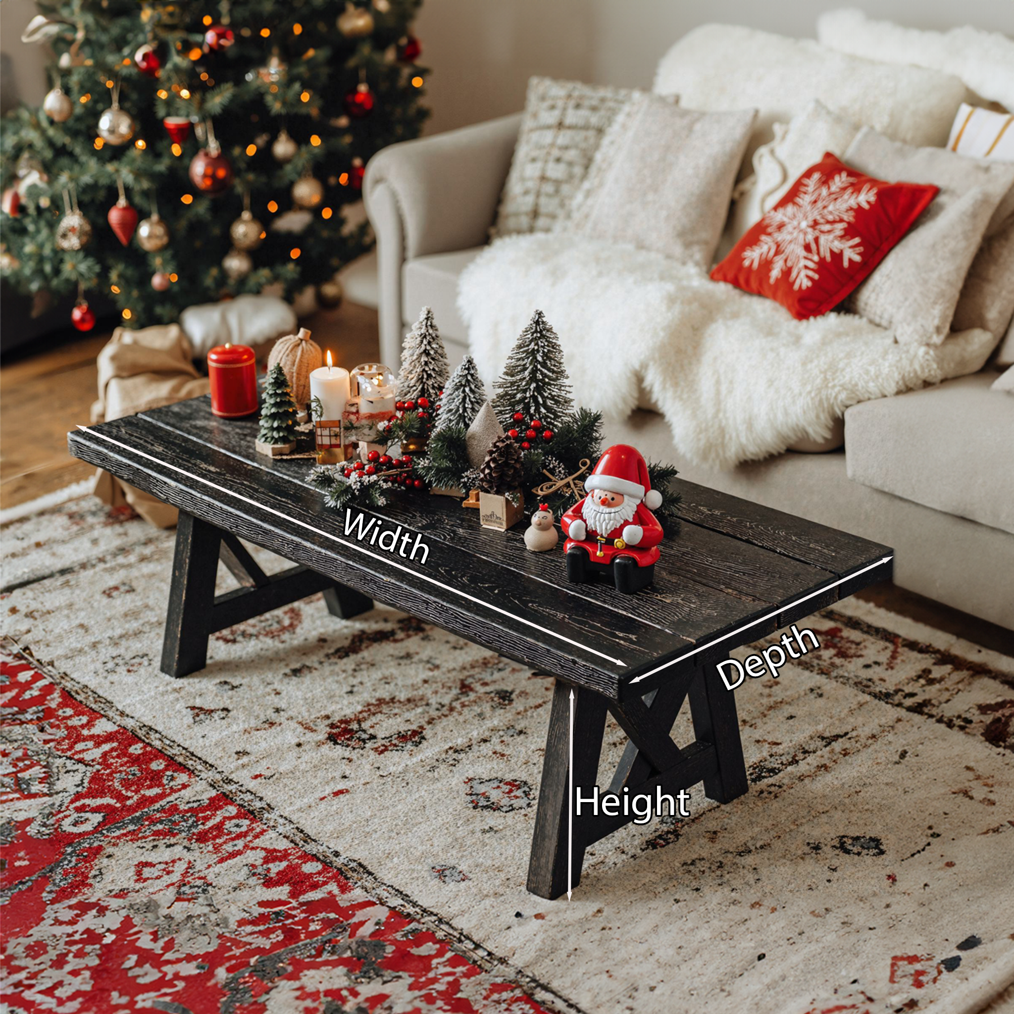 Living Edge Wood Coffee Table Xmas Decor SILDTCFC007