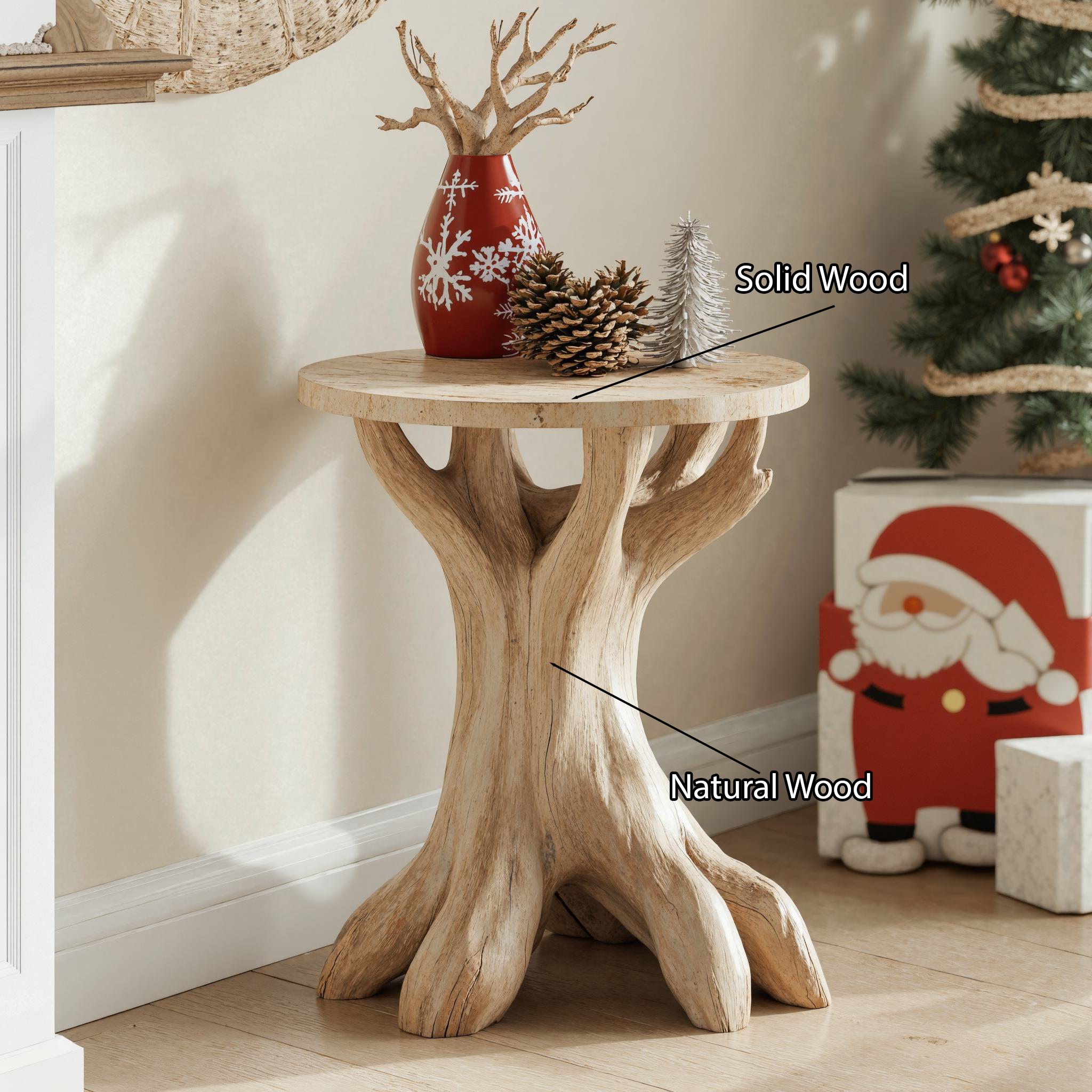 Farmhouse Live Edge End Table Christmas Decor SILDTENC028