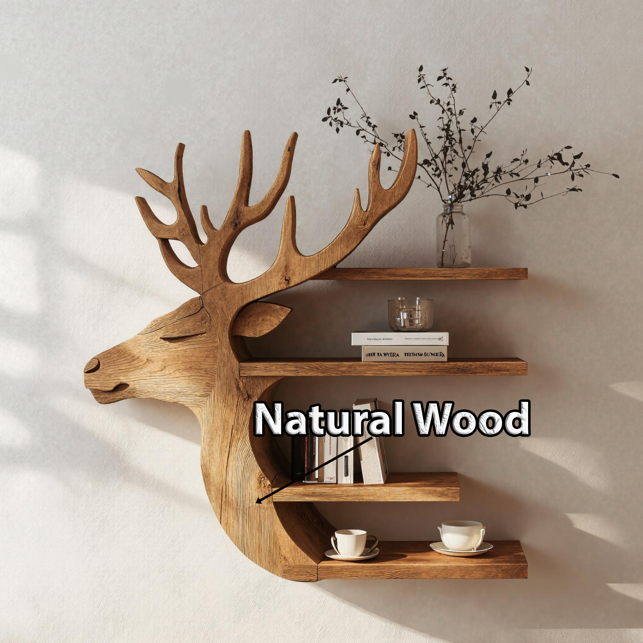 Handcrafted Deer Wall Shelf For Boho Or Rustic Style Homes SILDTDE017