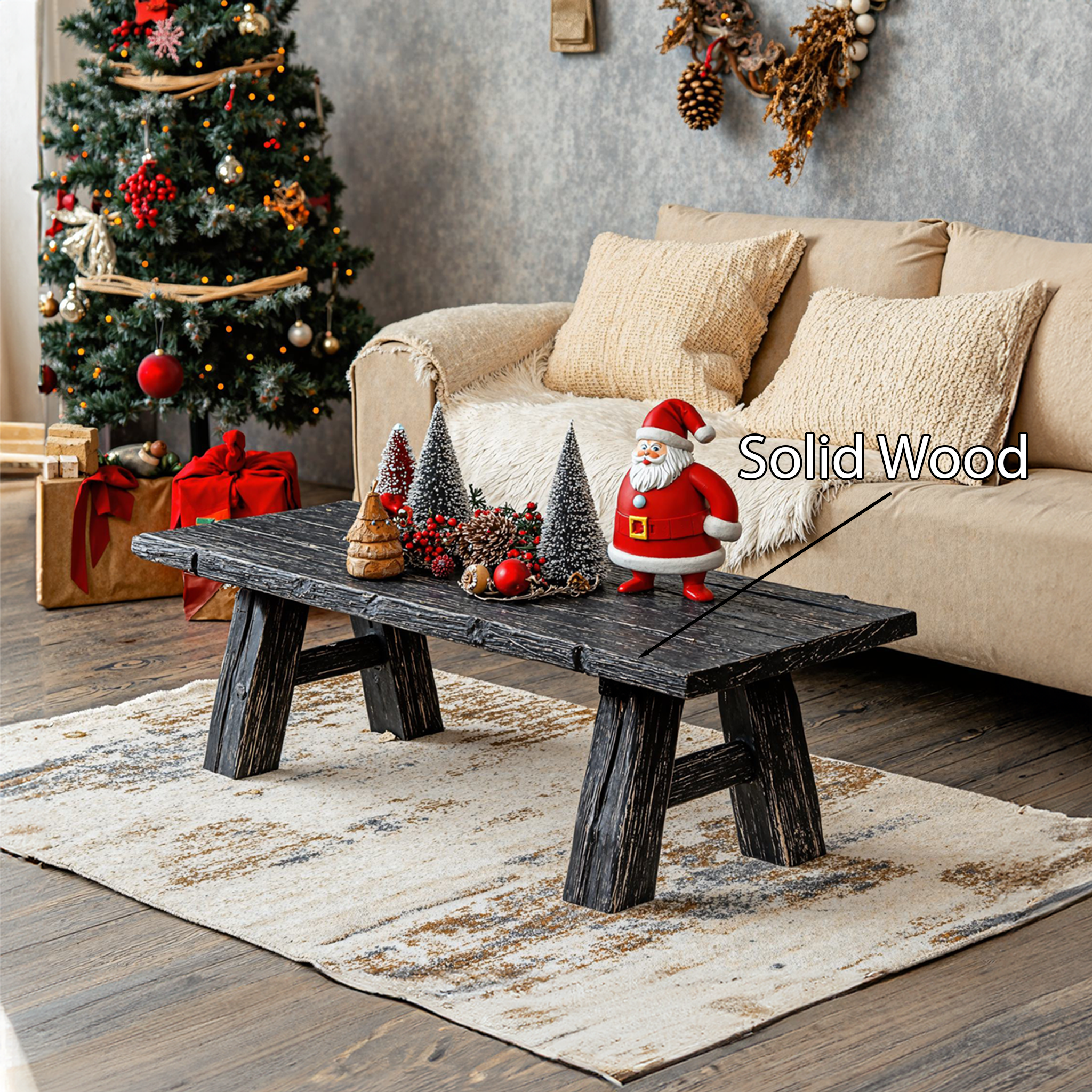 Farmhouse Rustic Coffee Table Xmas Decor SILDTCFC006