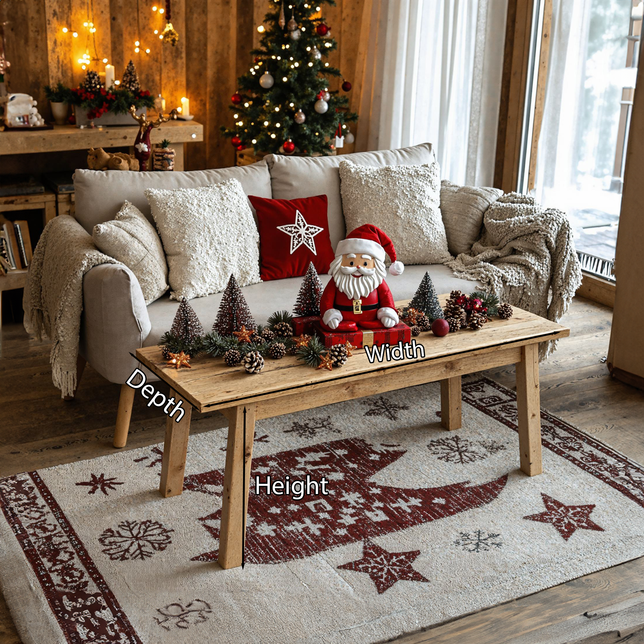 Living Edge Wood Coffee Table Xmas Decor SILDTCF018