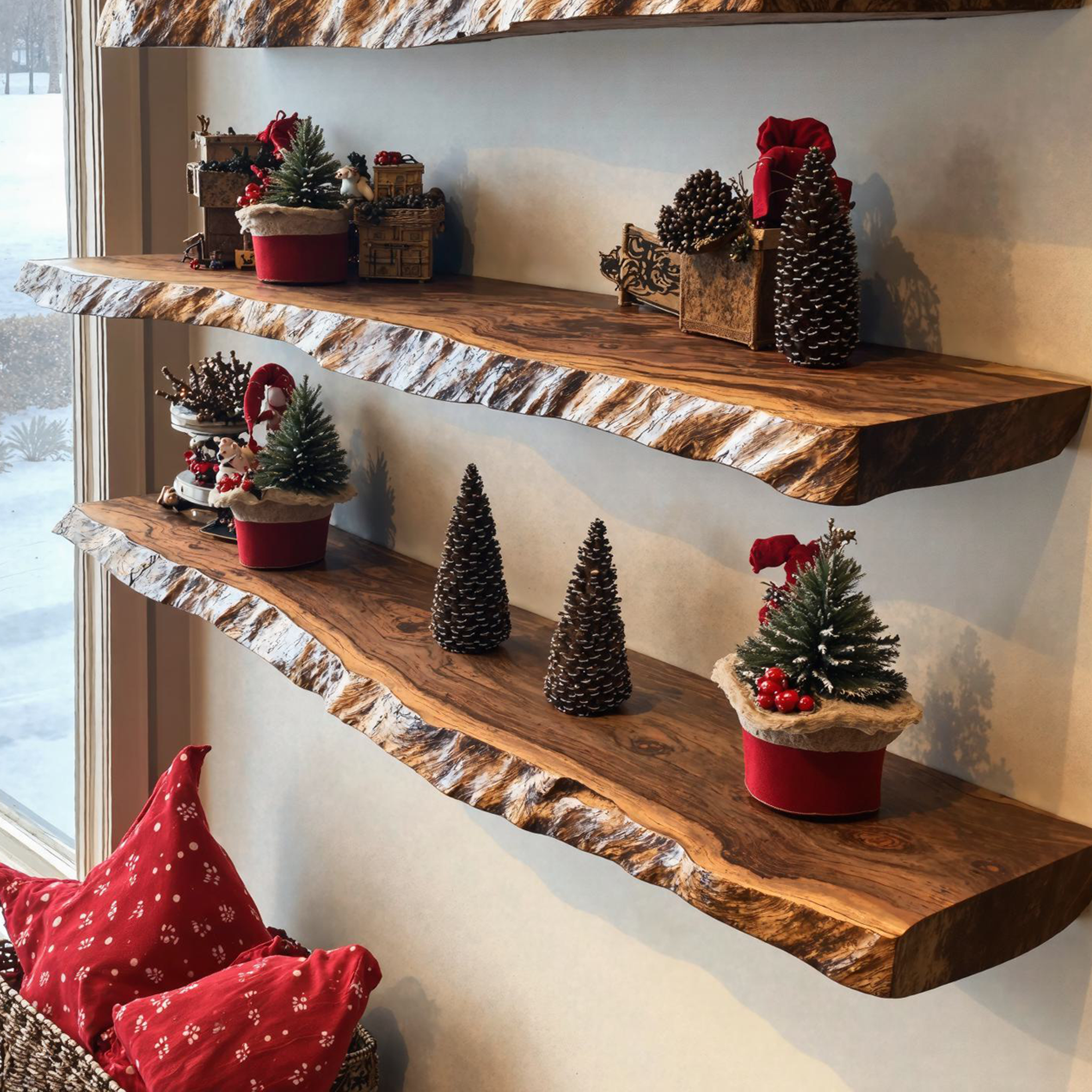 Wooden Xmas Floating Shelves Wall Shelves SILDTFL080