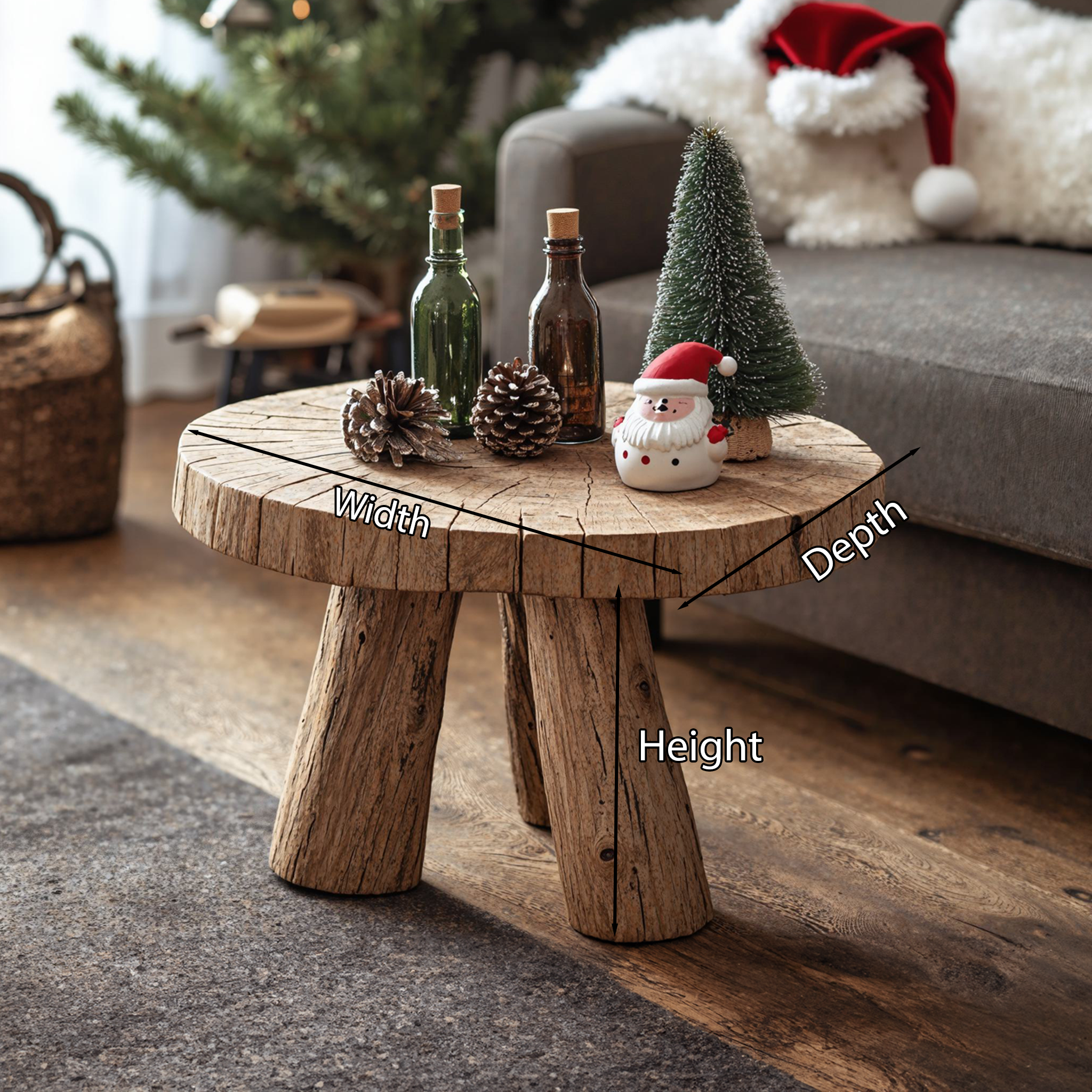 Wood Coffee Table Live Edge Xmas Decor SILDTCFC024