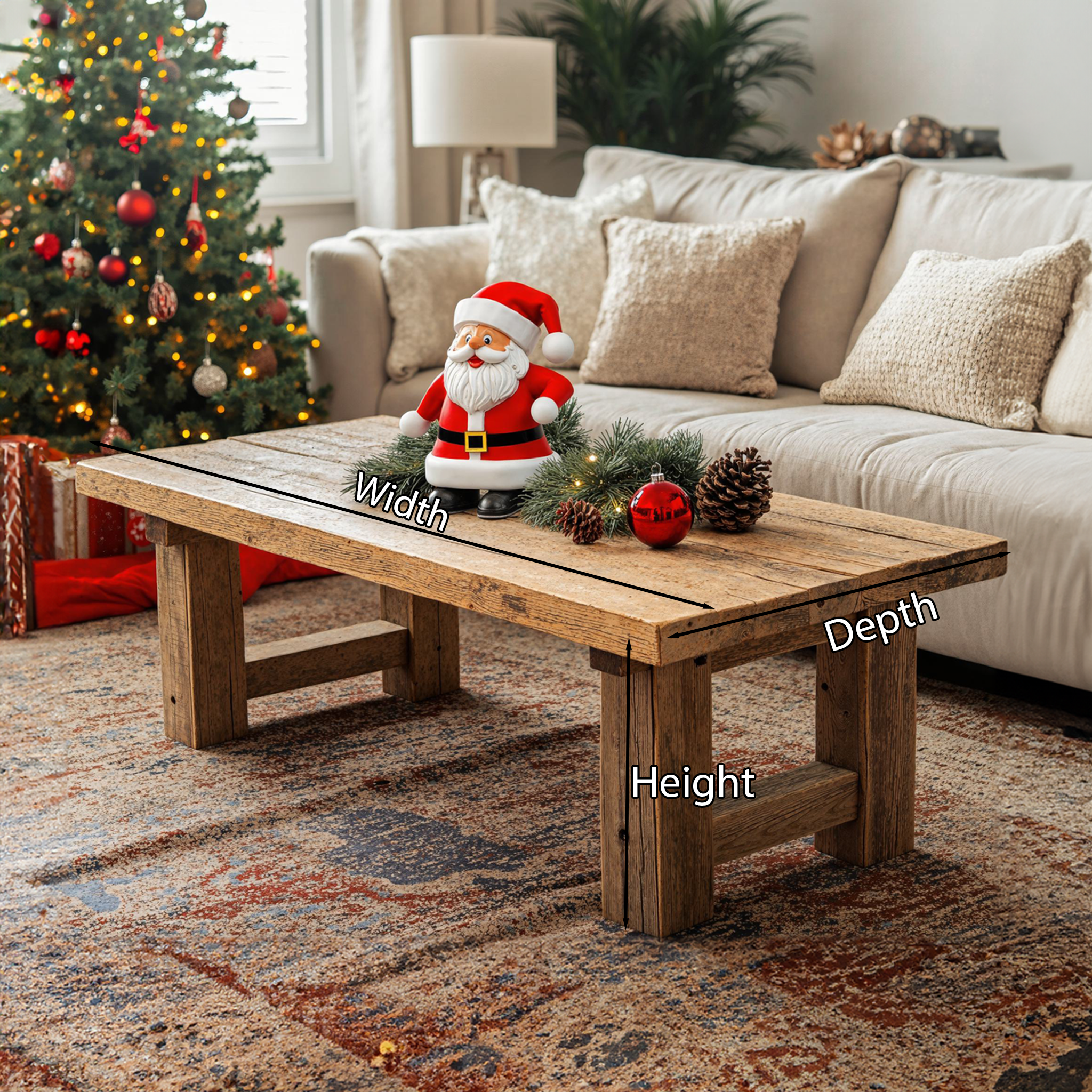 Living Edge Coffee Table Christmas Decor SILDTCFC003