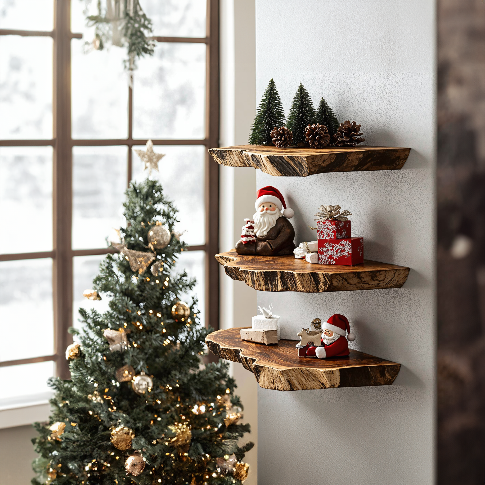 Floating Shelf Wooden Shelves Unique Xmas Decor SILDTFL073