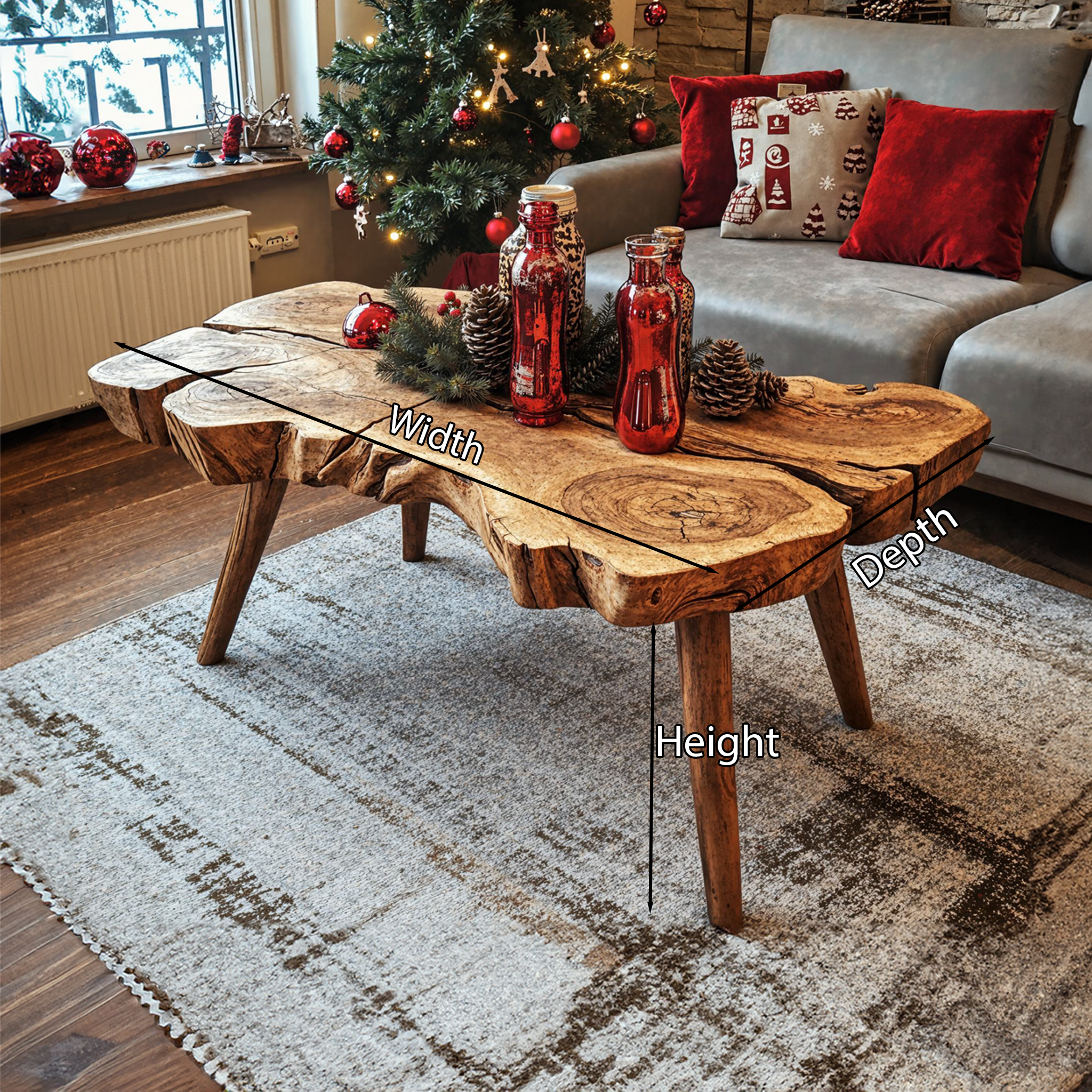 Rustic Coffee Table Christmas Decor SILDTCFC001