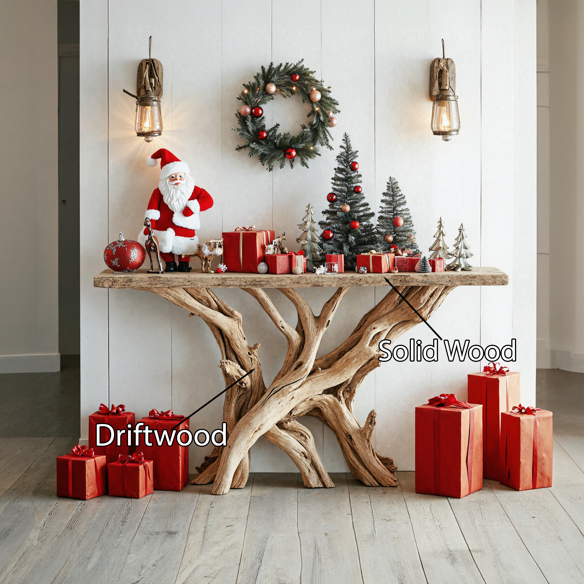 Rustic Christmas Console Table Farmhouse SILDTCSC002