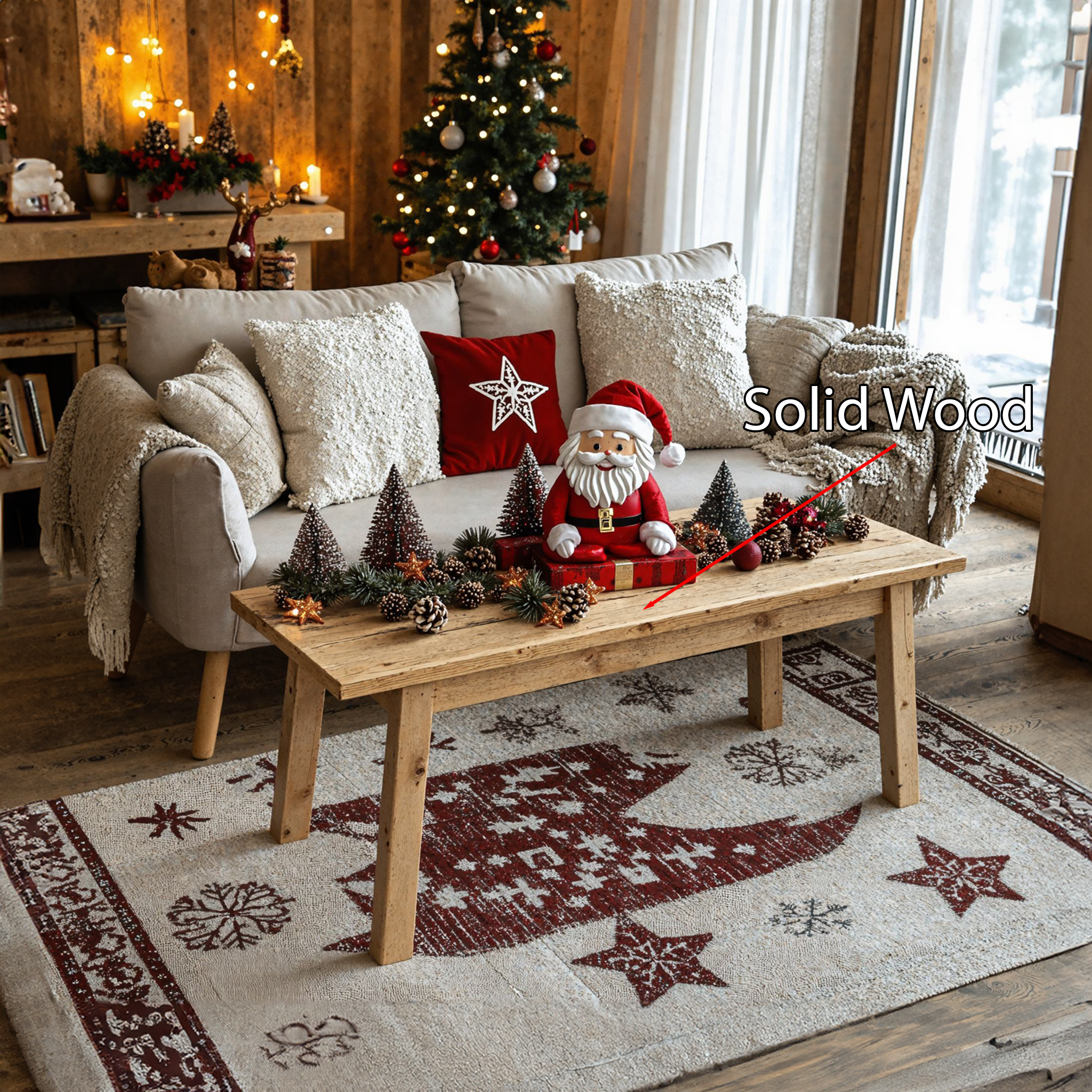 Living Edge Wood Coffee Table Xmas Decor SILDTCF018