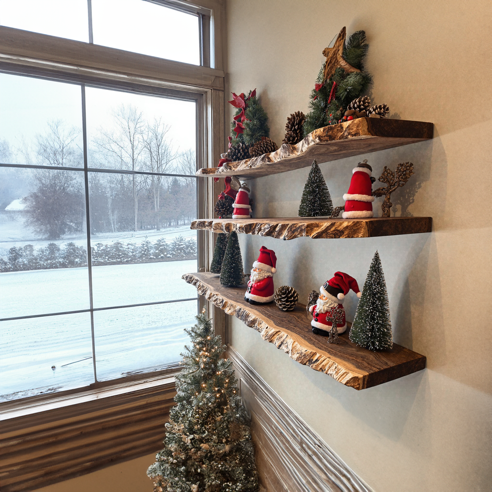 Floating Xmas Wall Shelves Wooden Shelves SILDTFL083